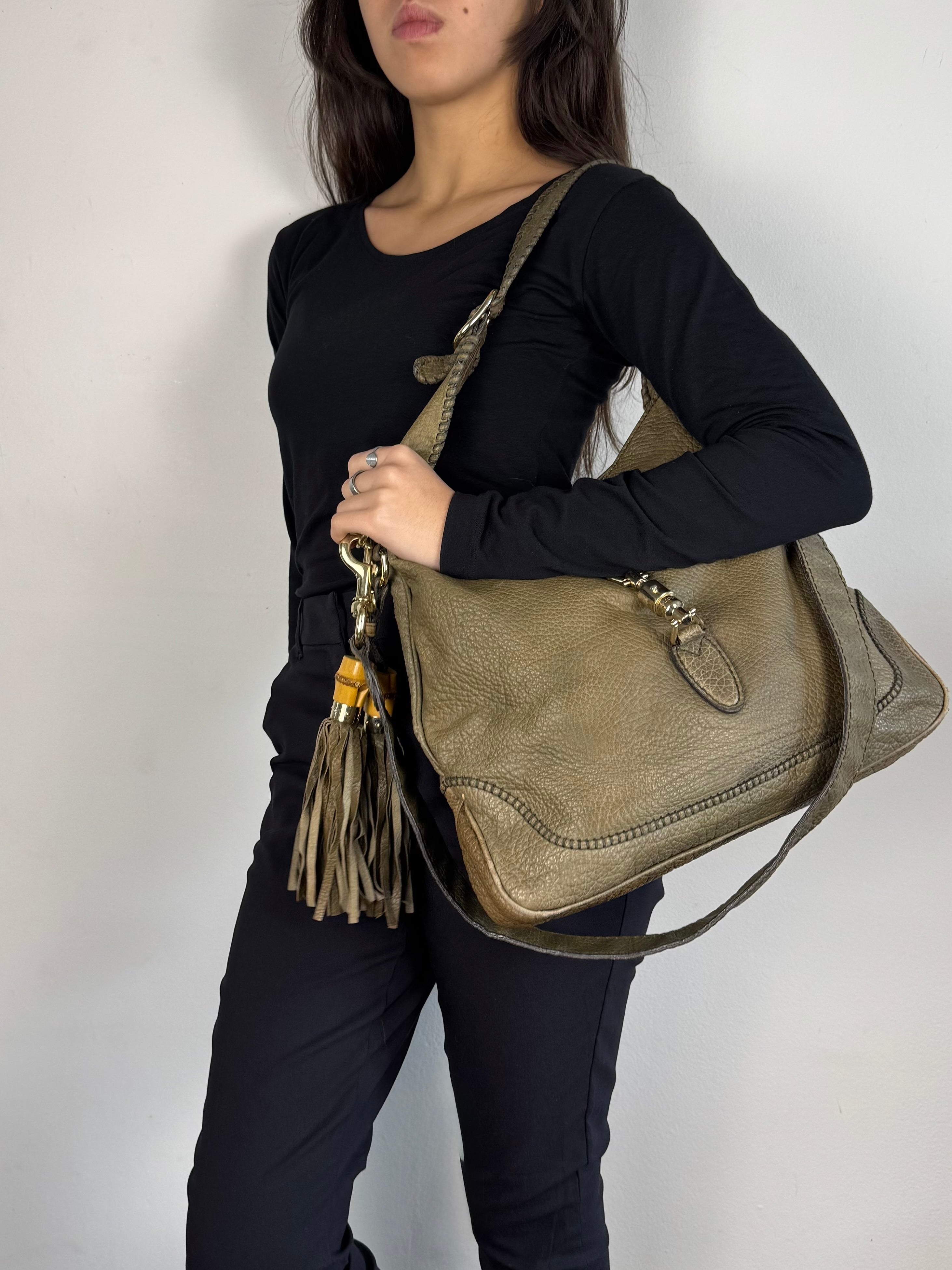 Gucci New Jackie Hobo Leather Taupe