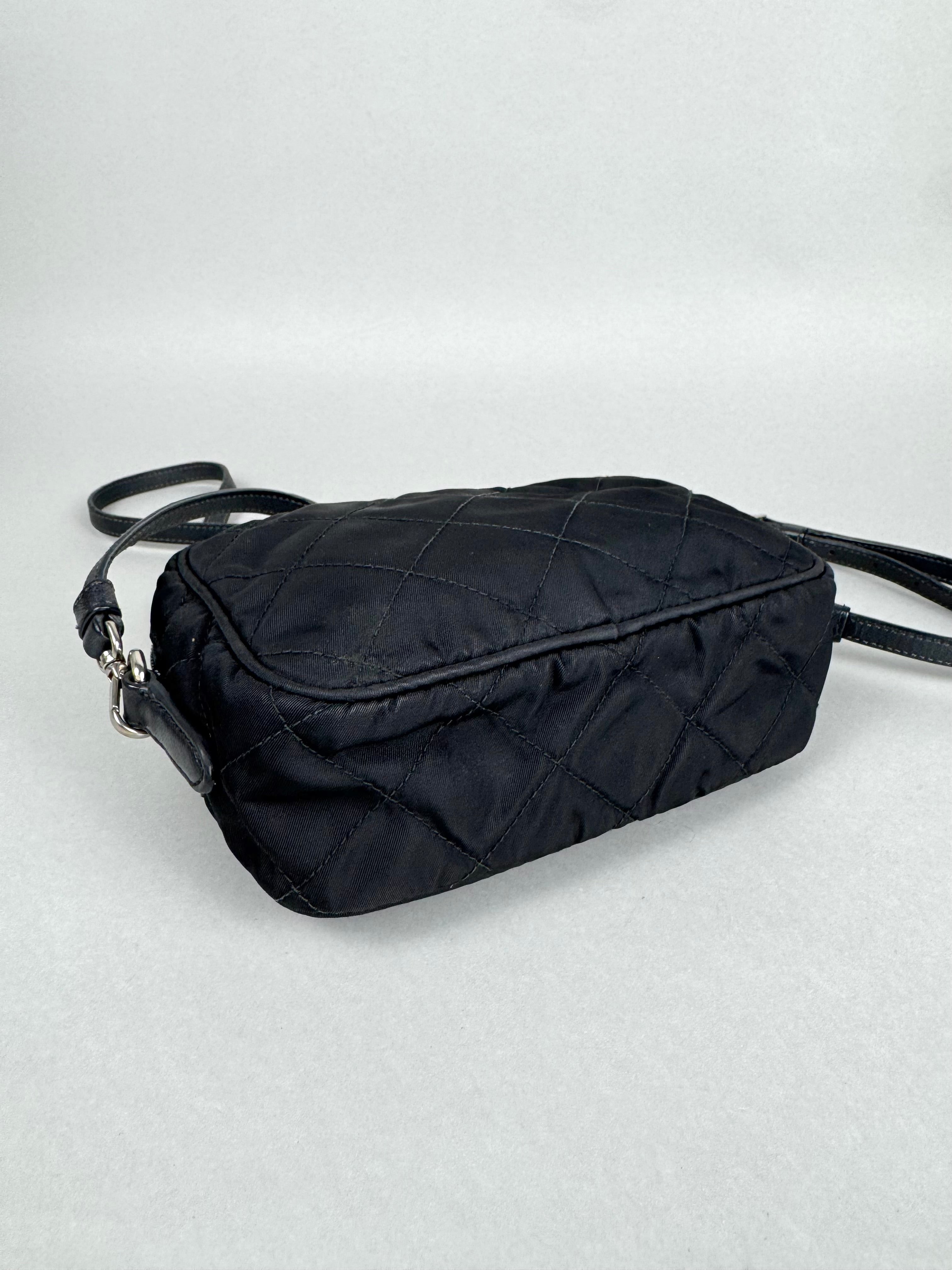 Prada Tessuto Black Nylon Impuntu Quilted Crossbody