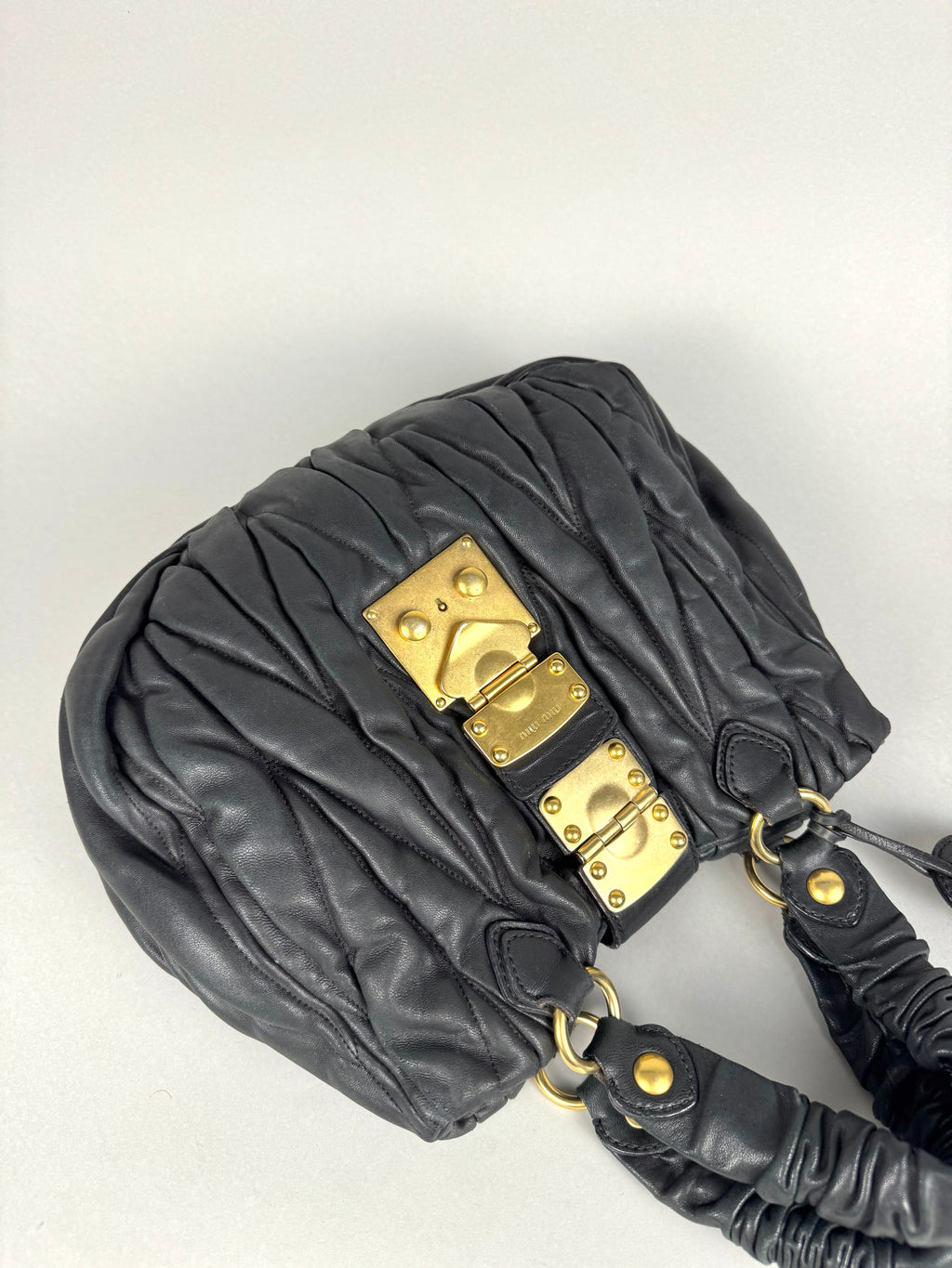 Miu Miu Coffer Matelasse Lambskin Leather Black