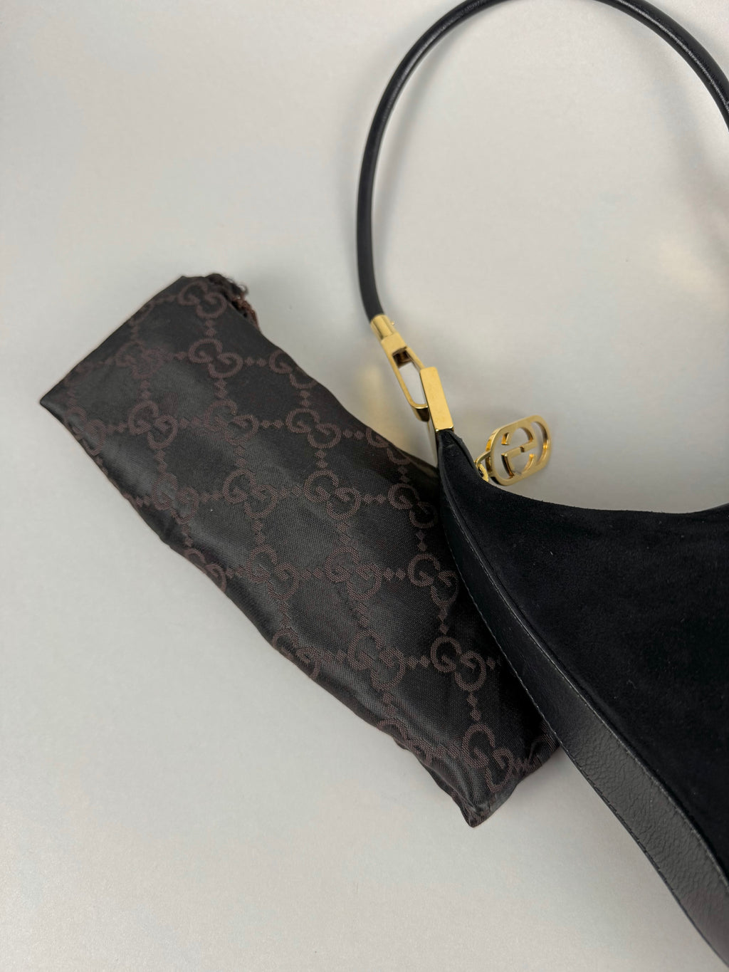 Gucci Black Suede Leather Shoulder