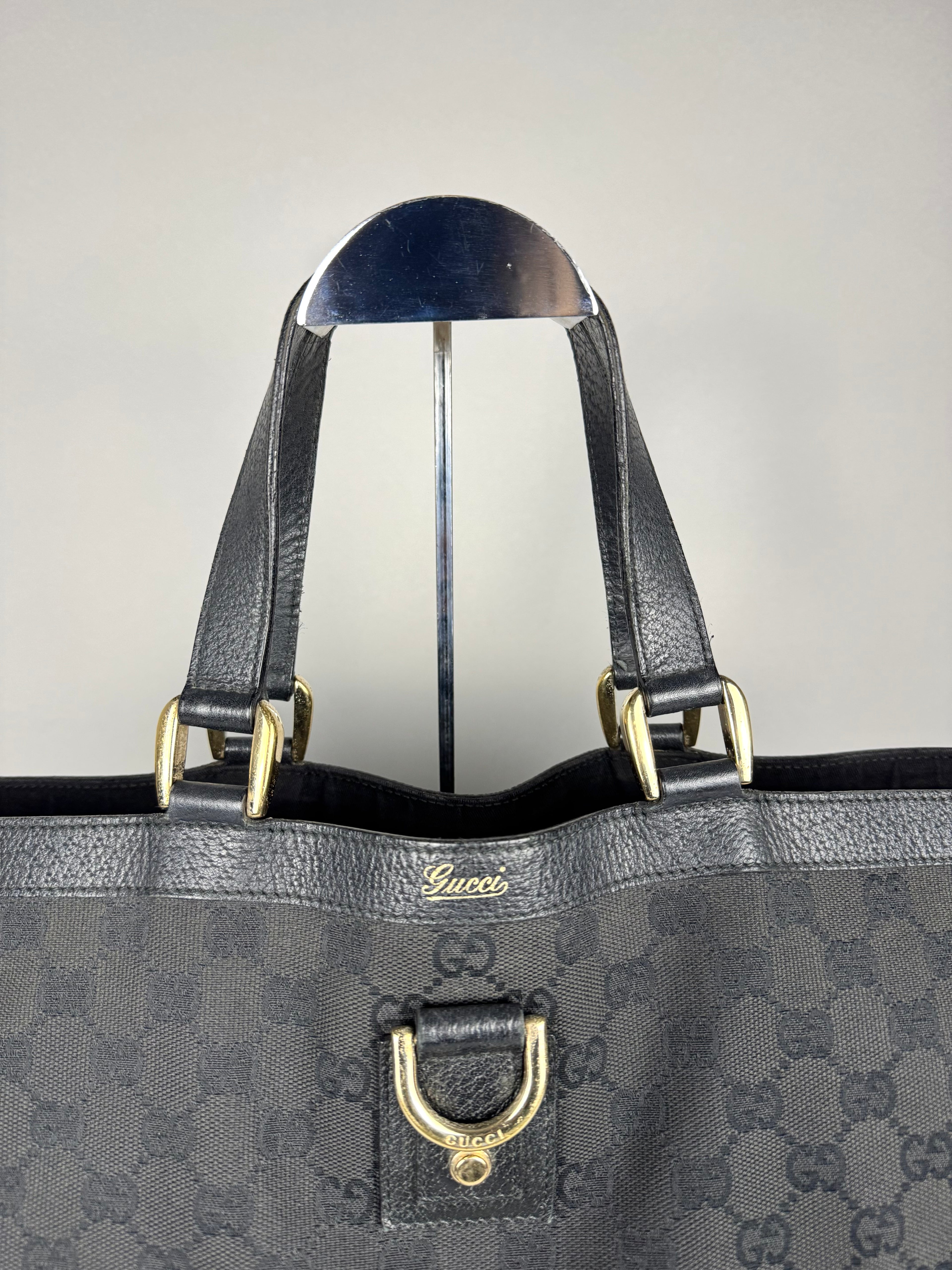 Gucci Black Monogram Abbey Tote Bag
