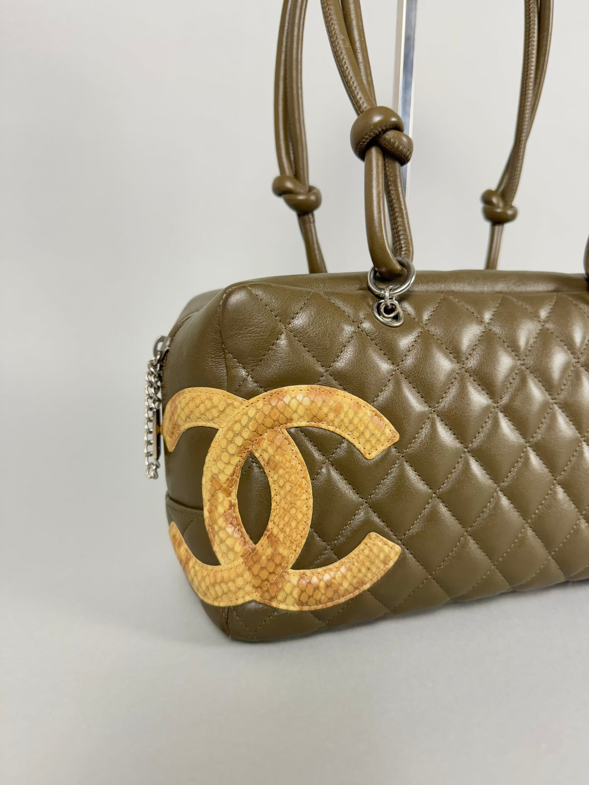 Chanel Ligne Cambon Leather Bowler Bag in Python