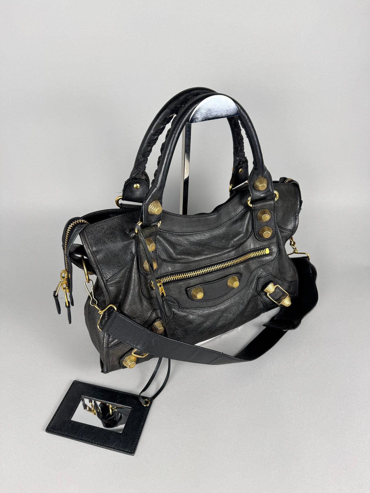 Balenciaga Agneau 21 Gold Hardware City Black Leather