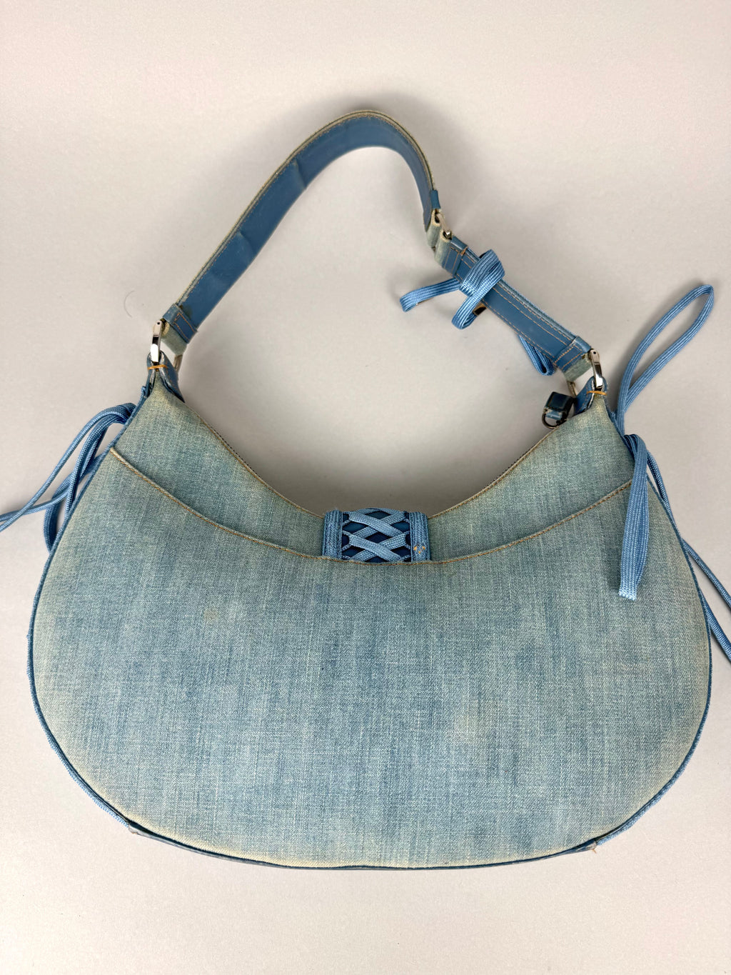 Christian Dior Denim Admit It Lace Up Corset Blue