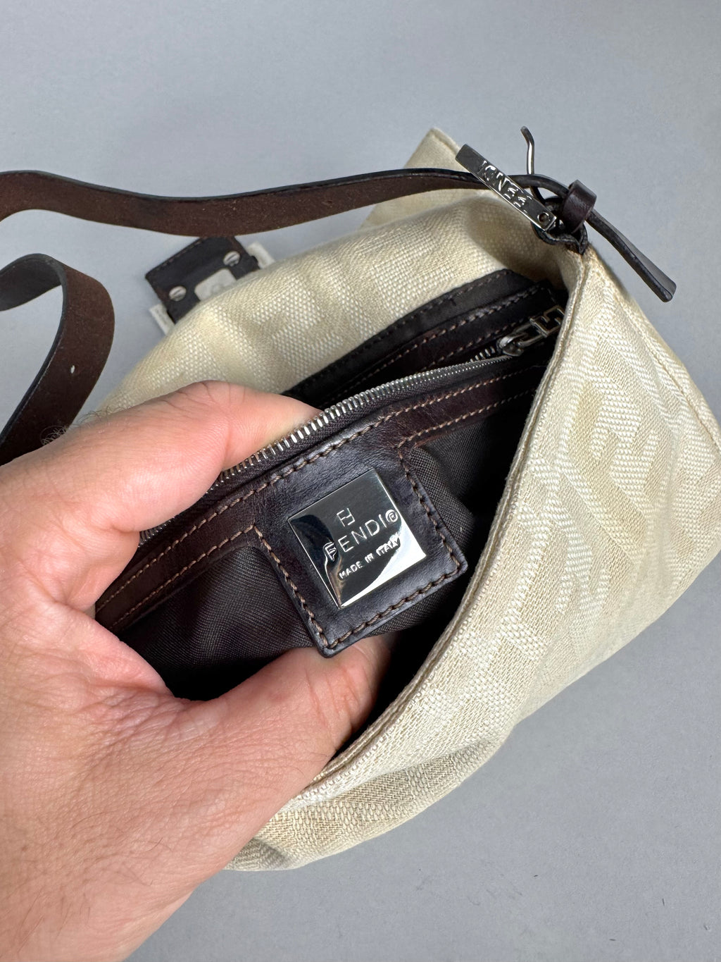Fendi Monogram Baguette Linen Beige