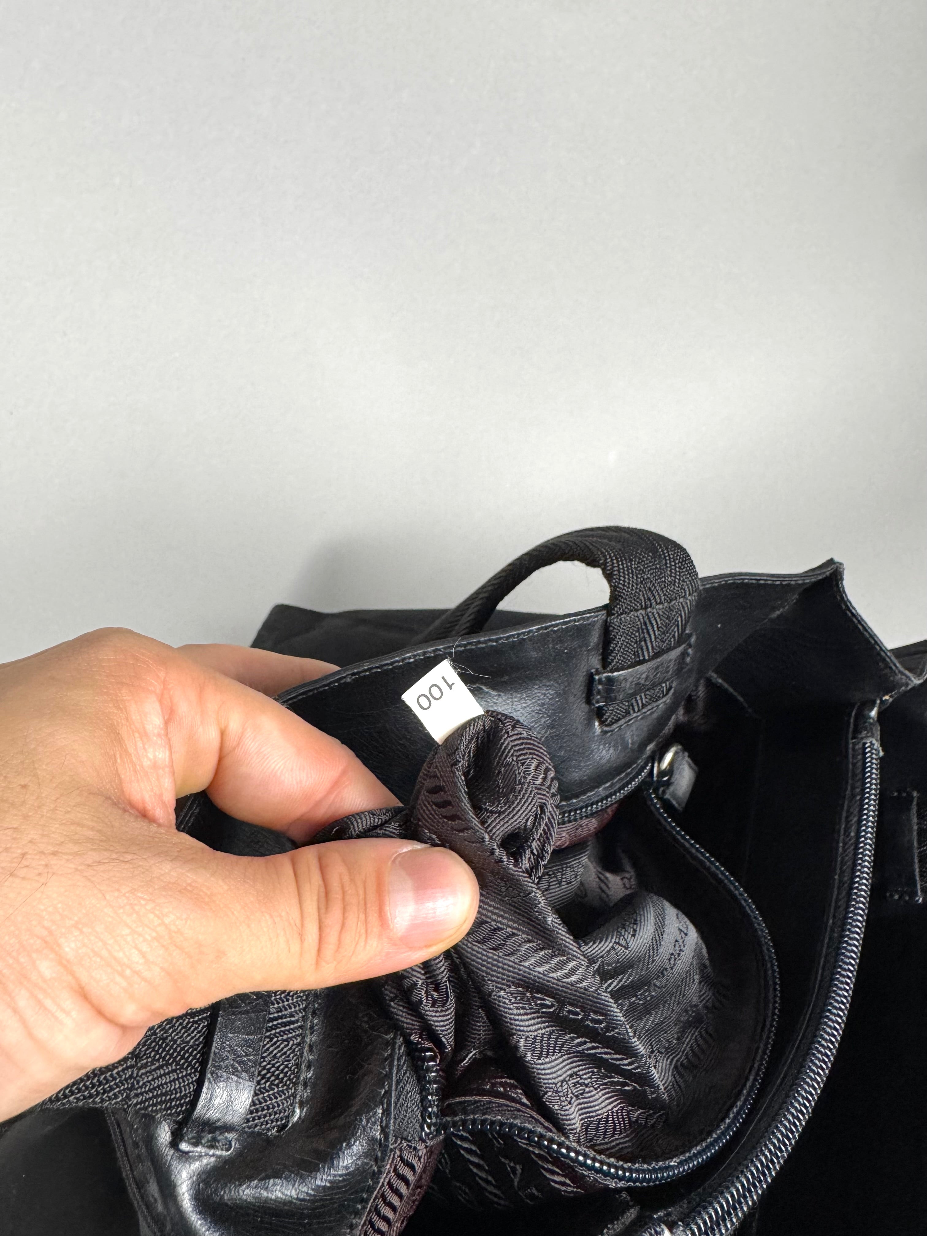 Prada Tessuto Buckle Nylon Black Tote