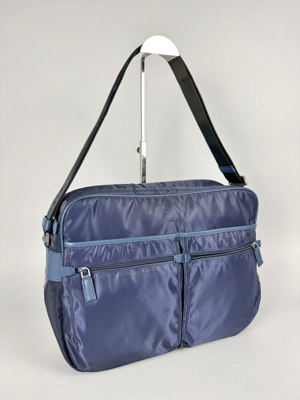 Prada Nylon Messenger Bag Navy