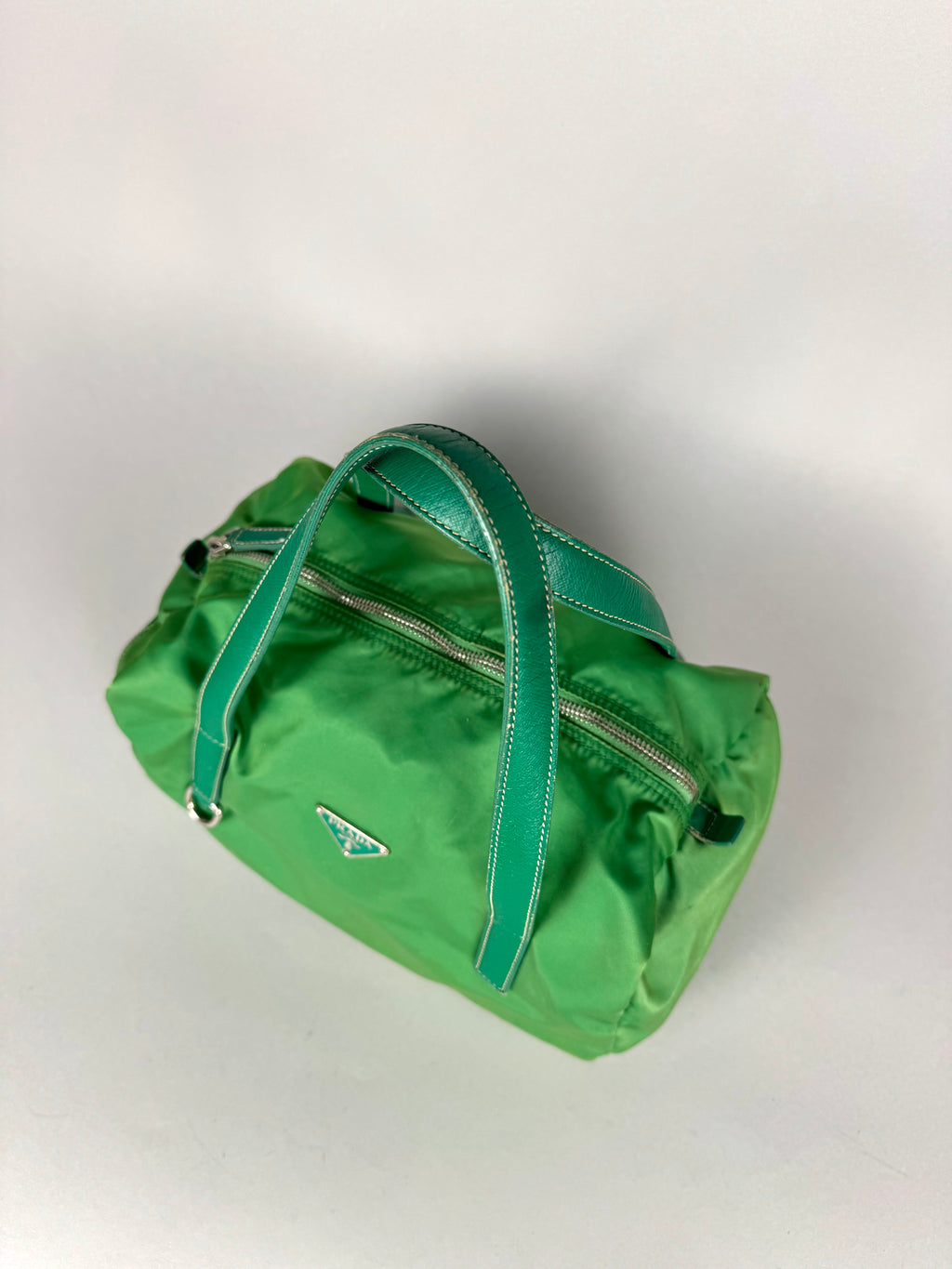 Prada Green Nylon and Leather Bauletto