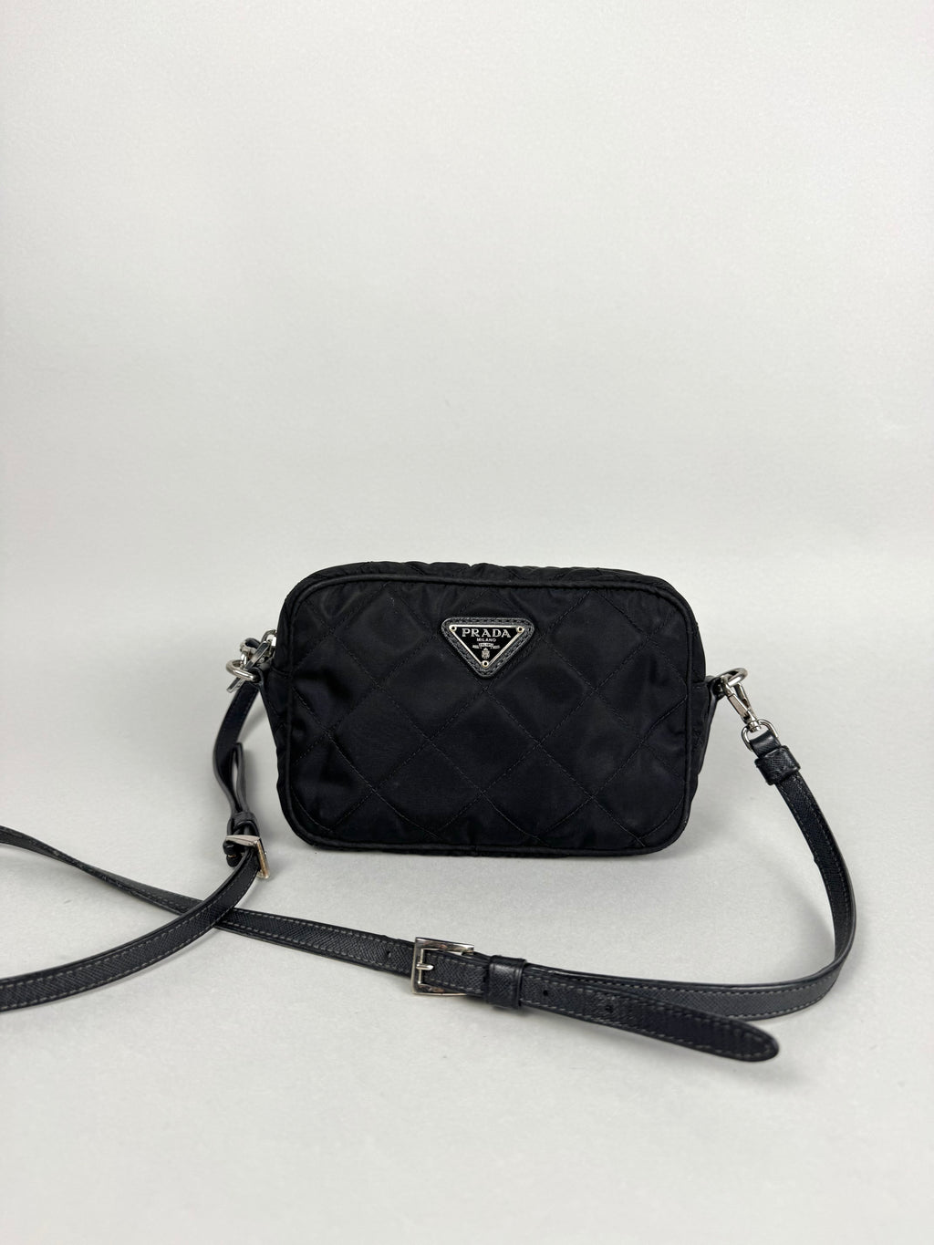Prada Tessuto Black Nylon Impuntu Quilted Crossbody