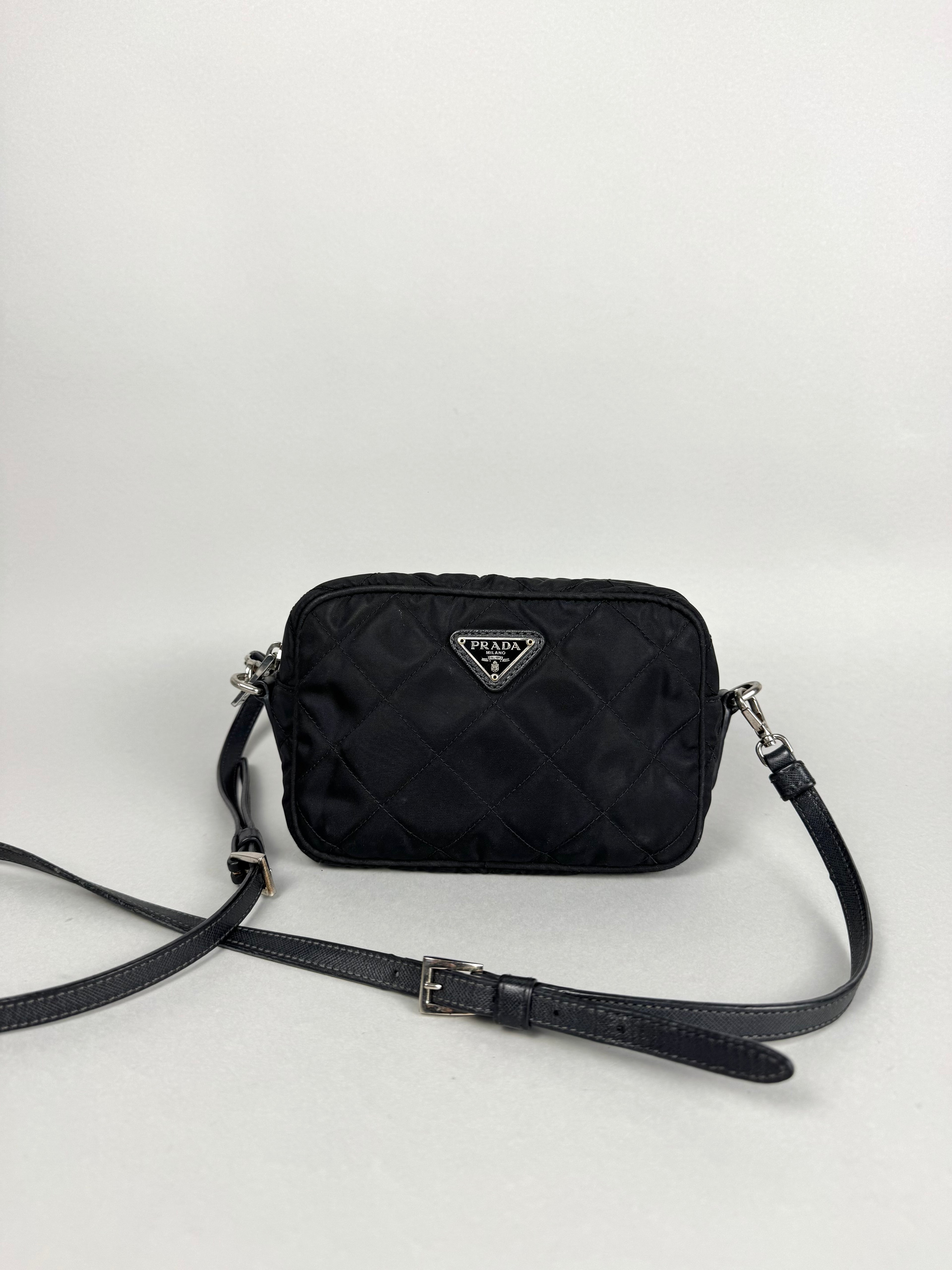 Prada Tessuto Black Nylon Impuntu Quilted Crossbody