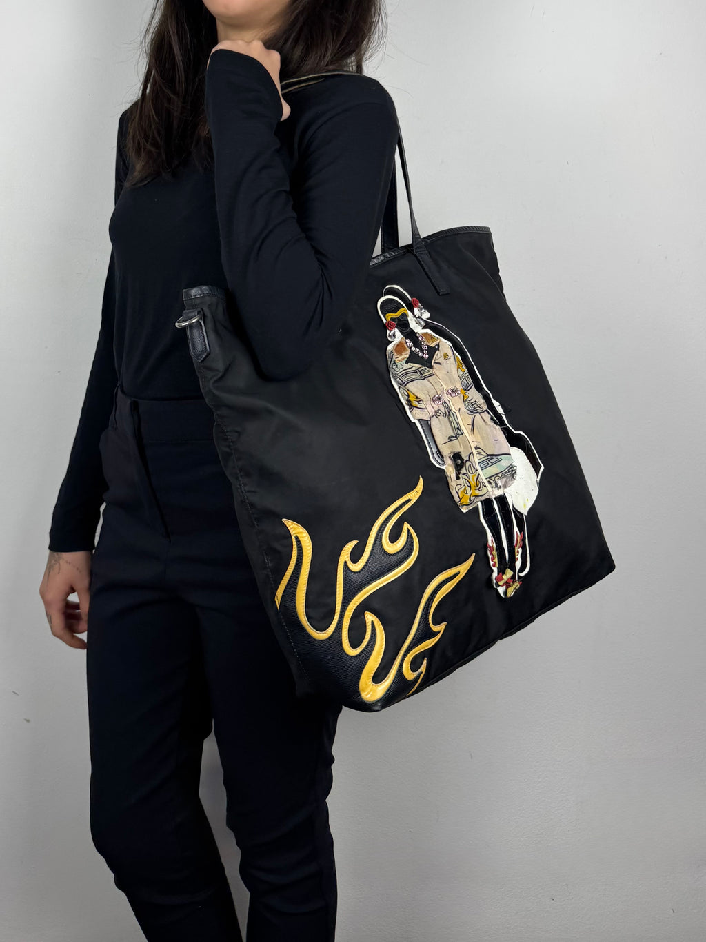 Prada Robot Nylon Black Tote