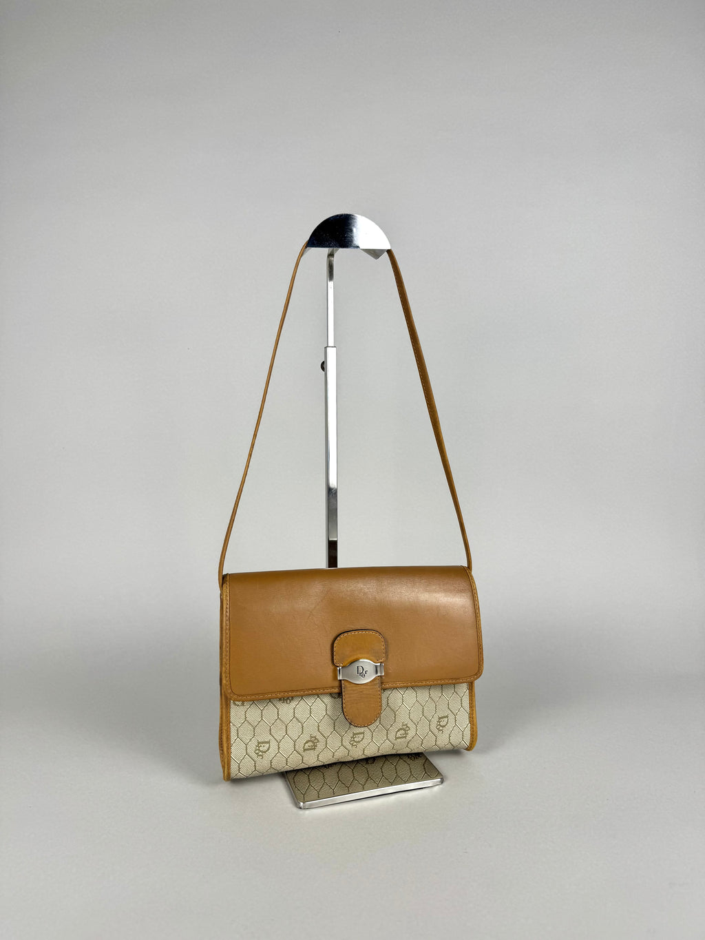 Christian Dior 20th Century Honeycomb Leather and Canvas