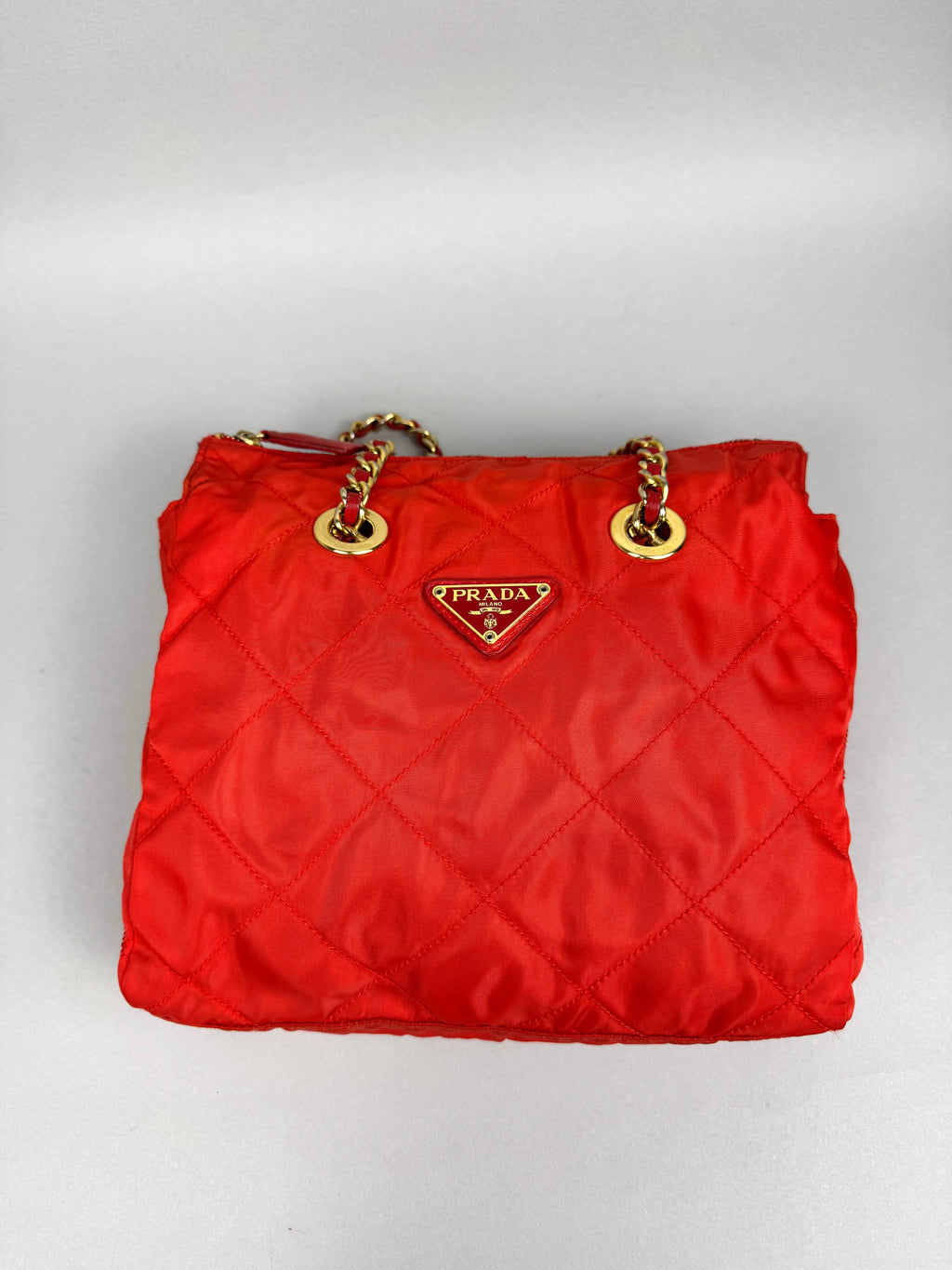 Prada Quilted Chain Nylon Red