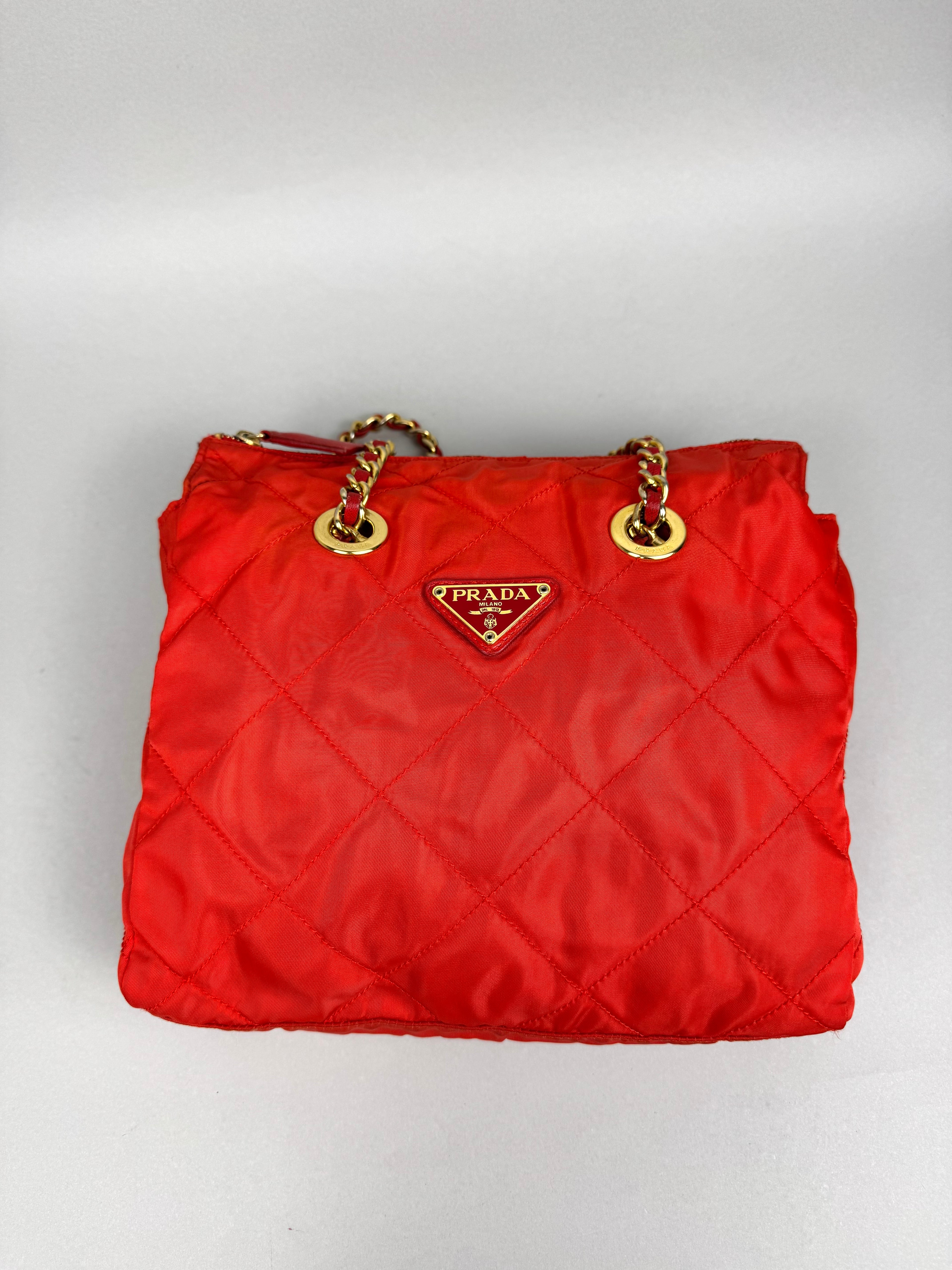Prada Quilted Chain Nylon Red