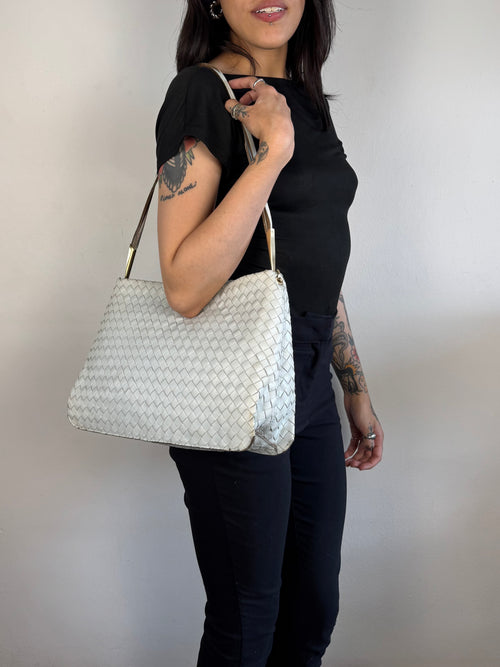 Bottega Veneta Intrecciato Leather Light Blue Shoulder