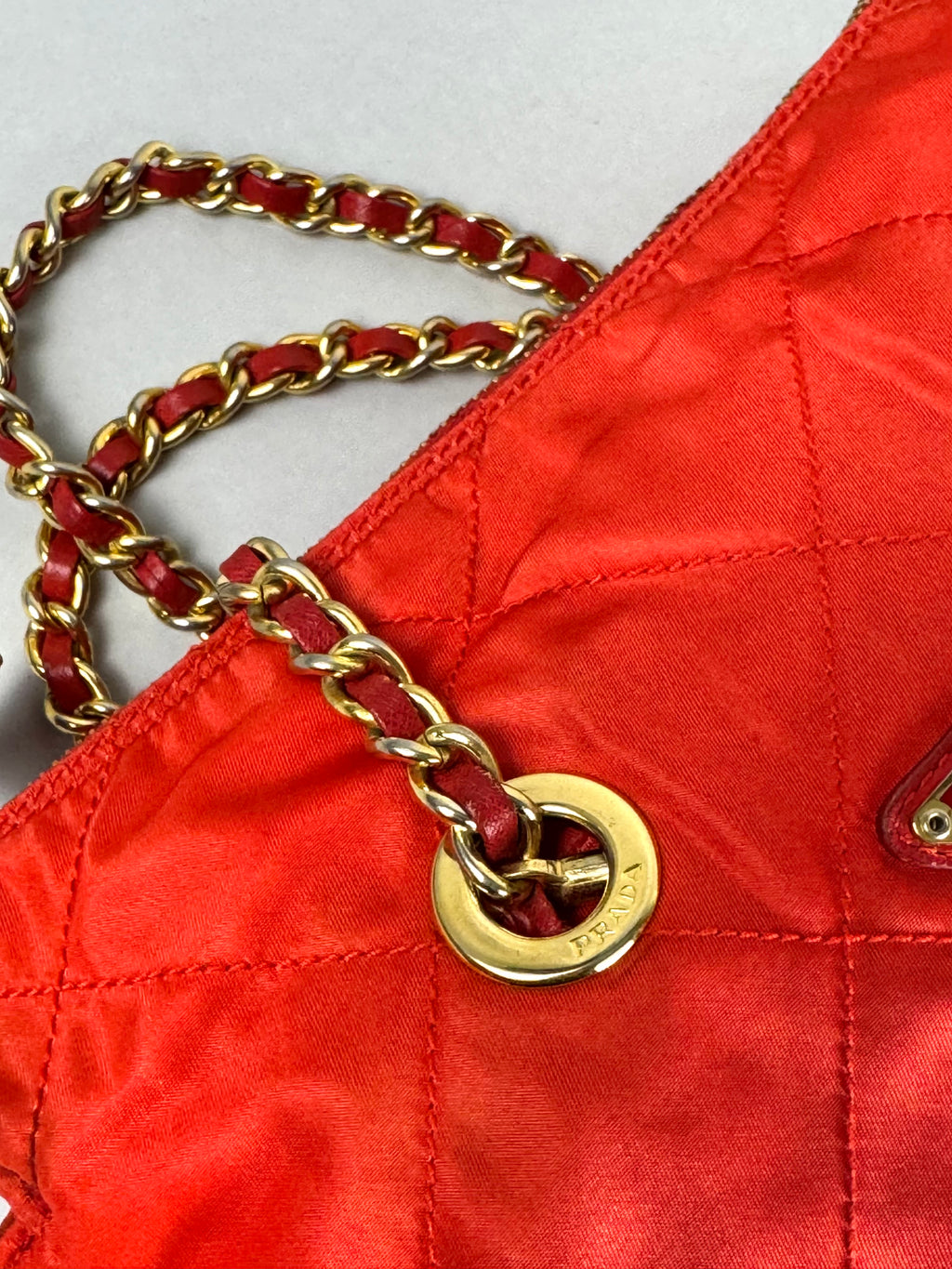 Prada Quilted Chain Nylon Red