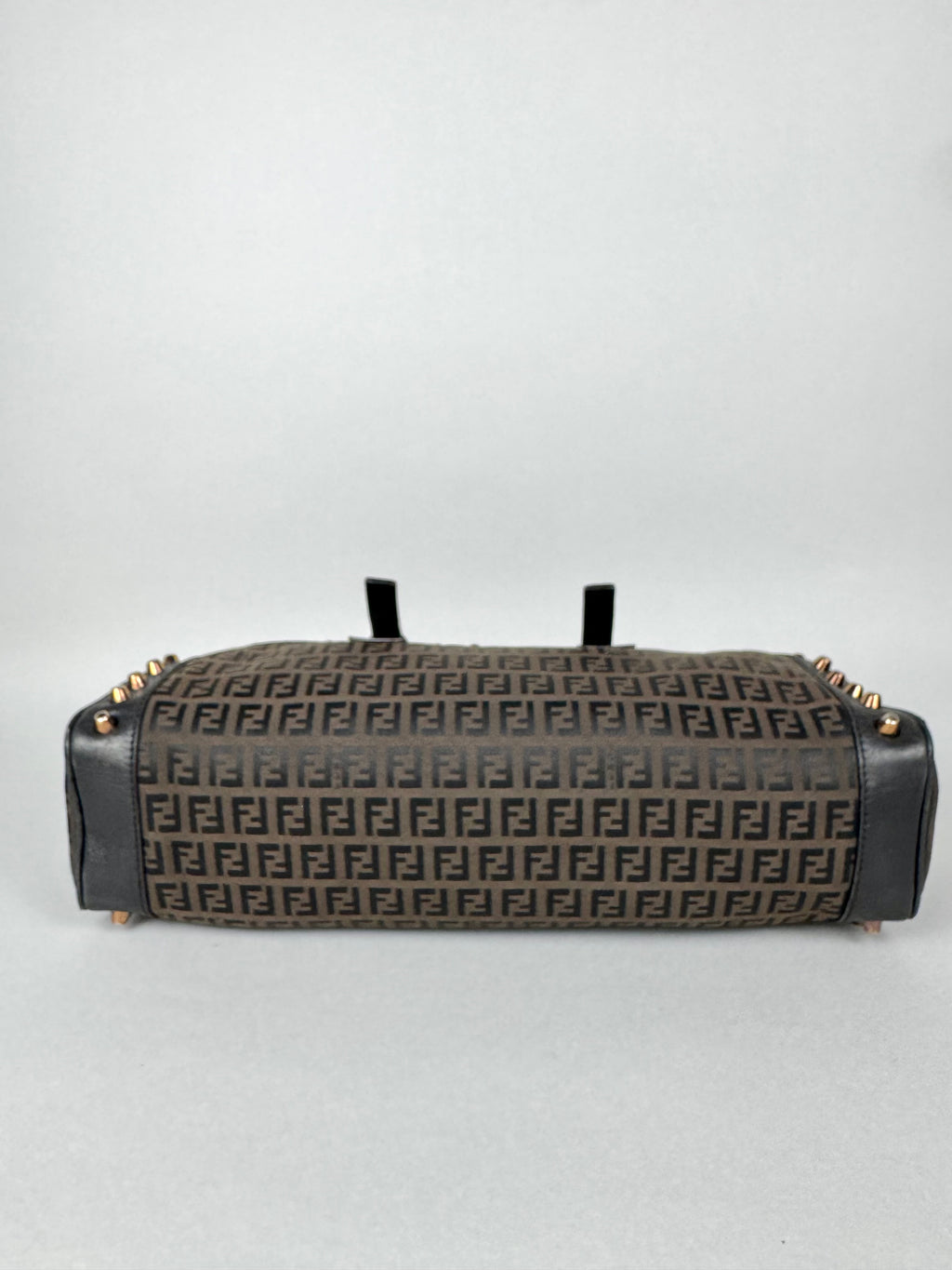Fendi Monogram Zucchino Studded Bowler Bag