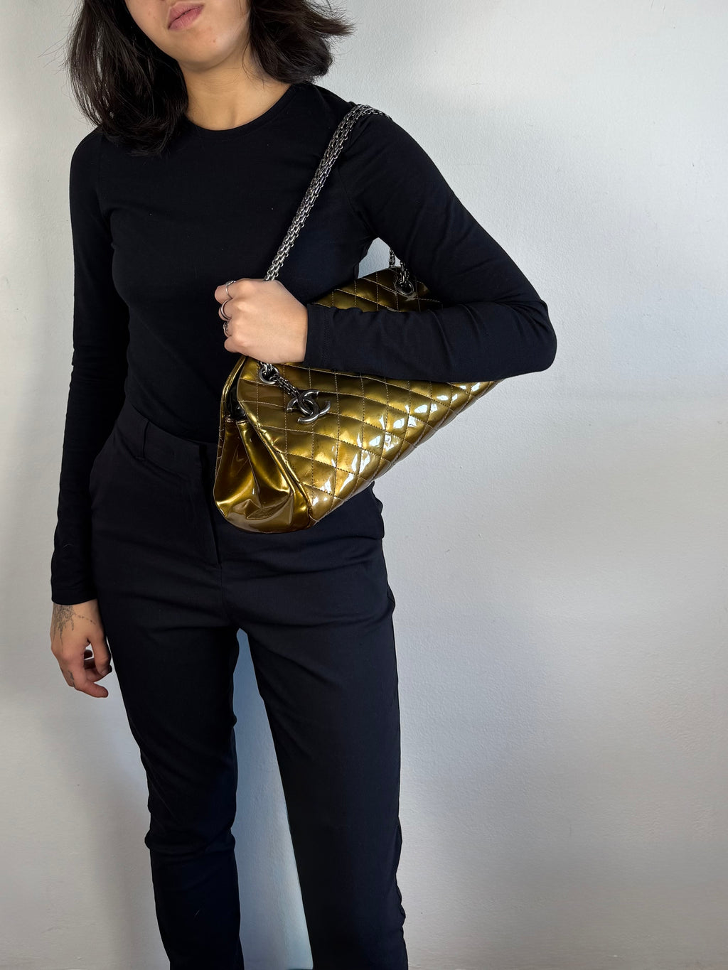 Chanel Just Mademoiselle Bowling Patent Leather