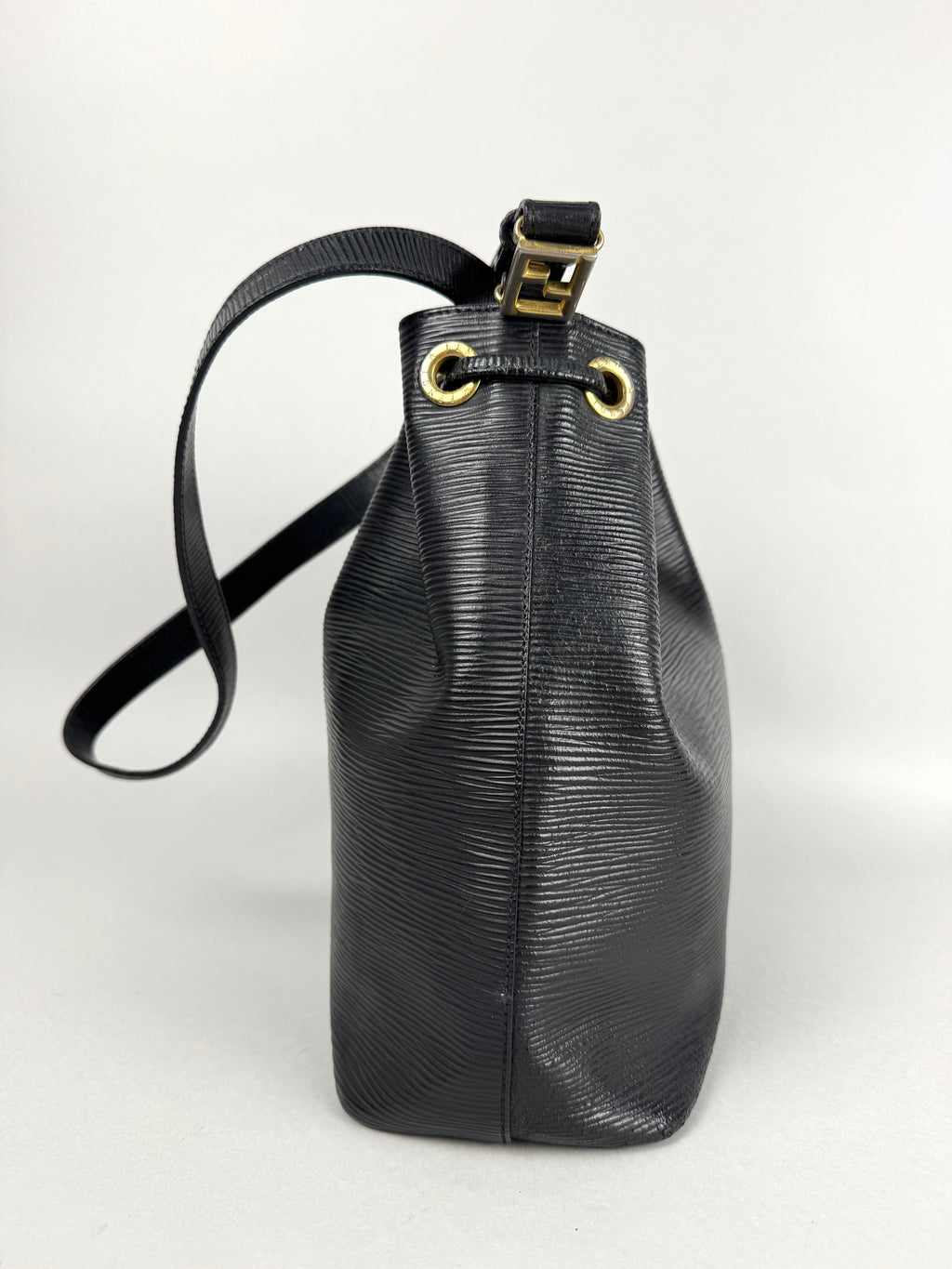 Fendi Bucket Black Epi Leather with Pouch
