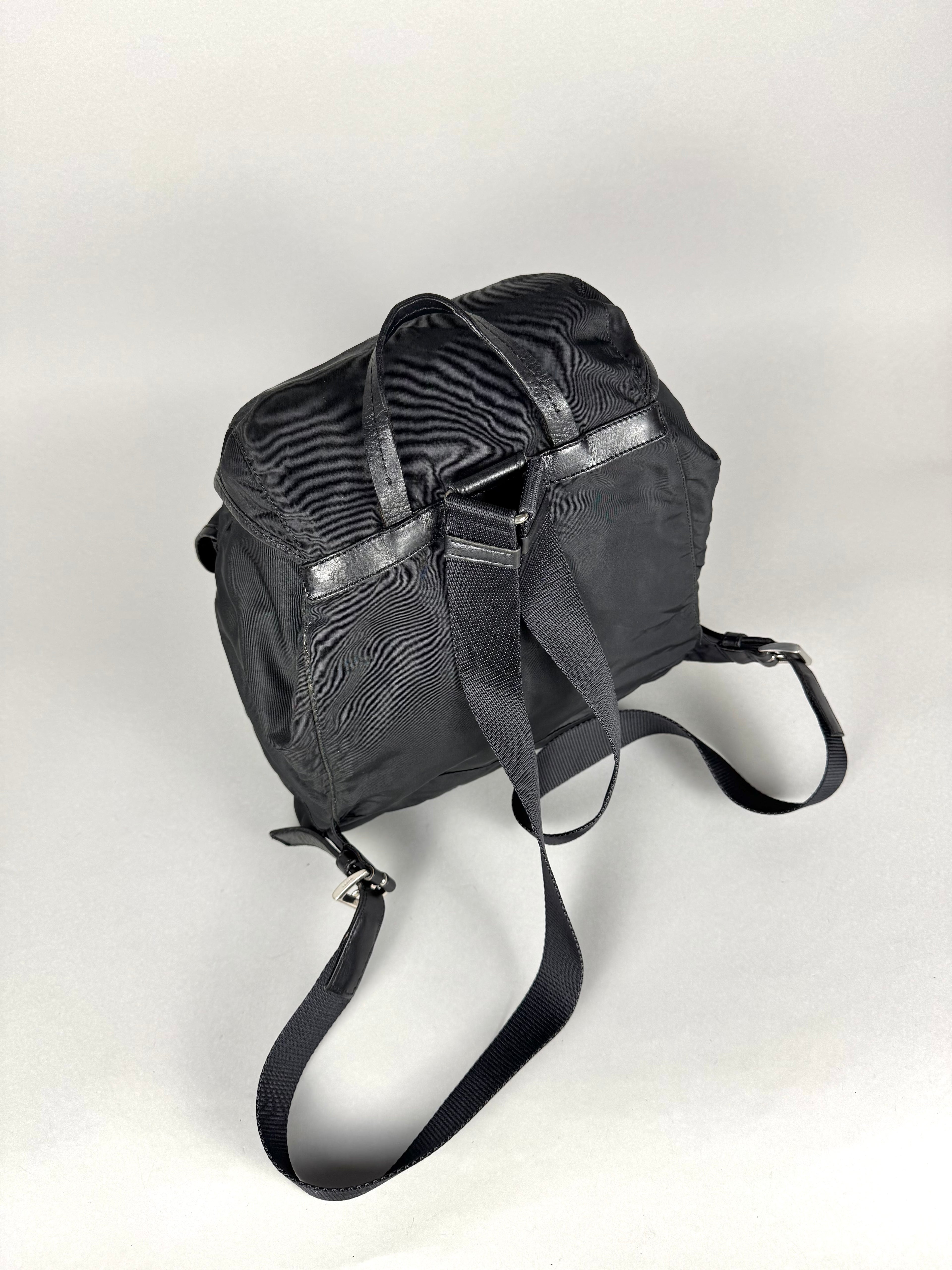 Prada Black Nylon and Leather Backpack