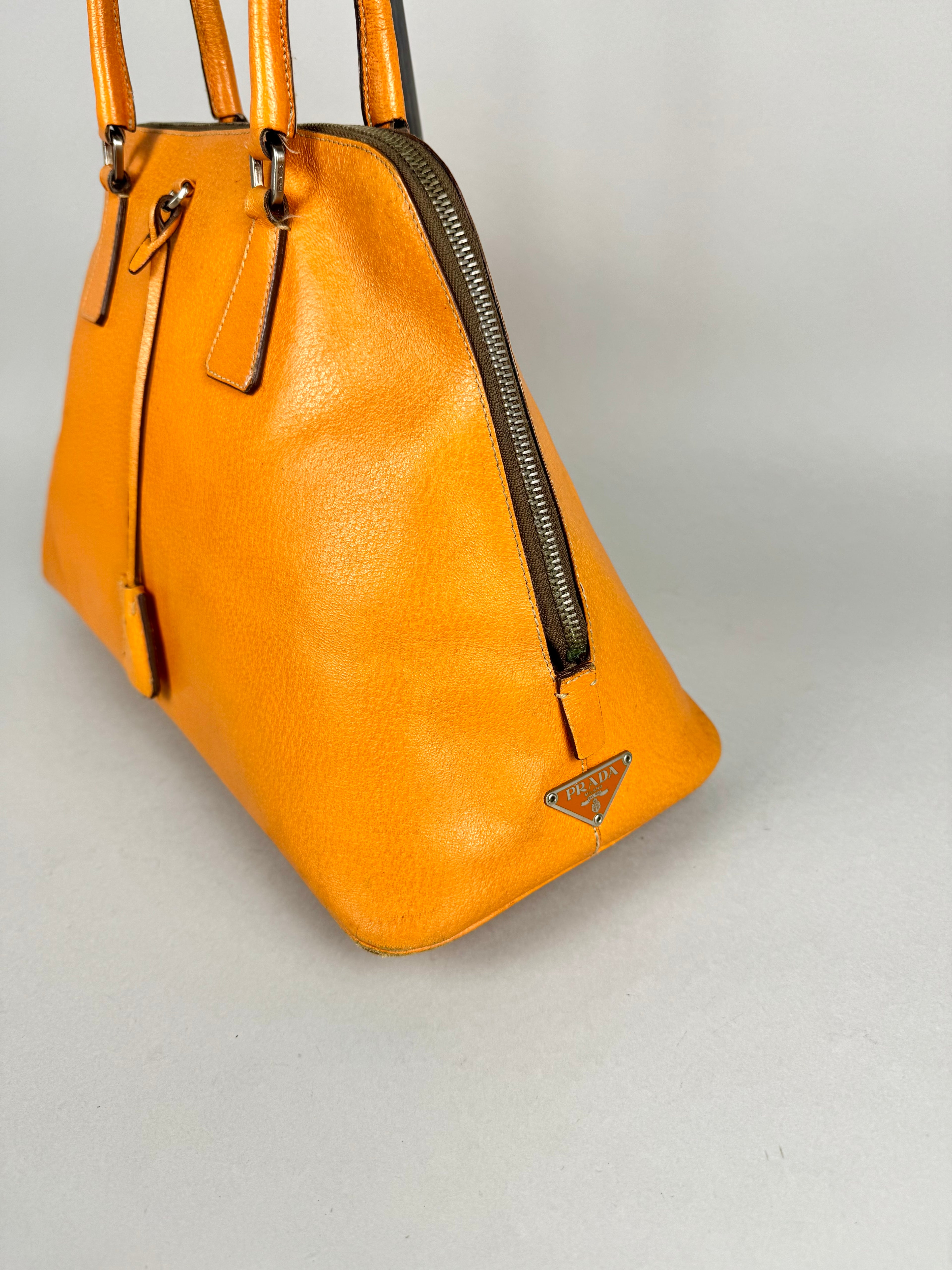 Prada Vitello Daino Leather Orange Dome