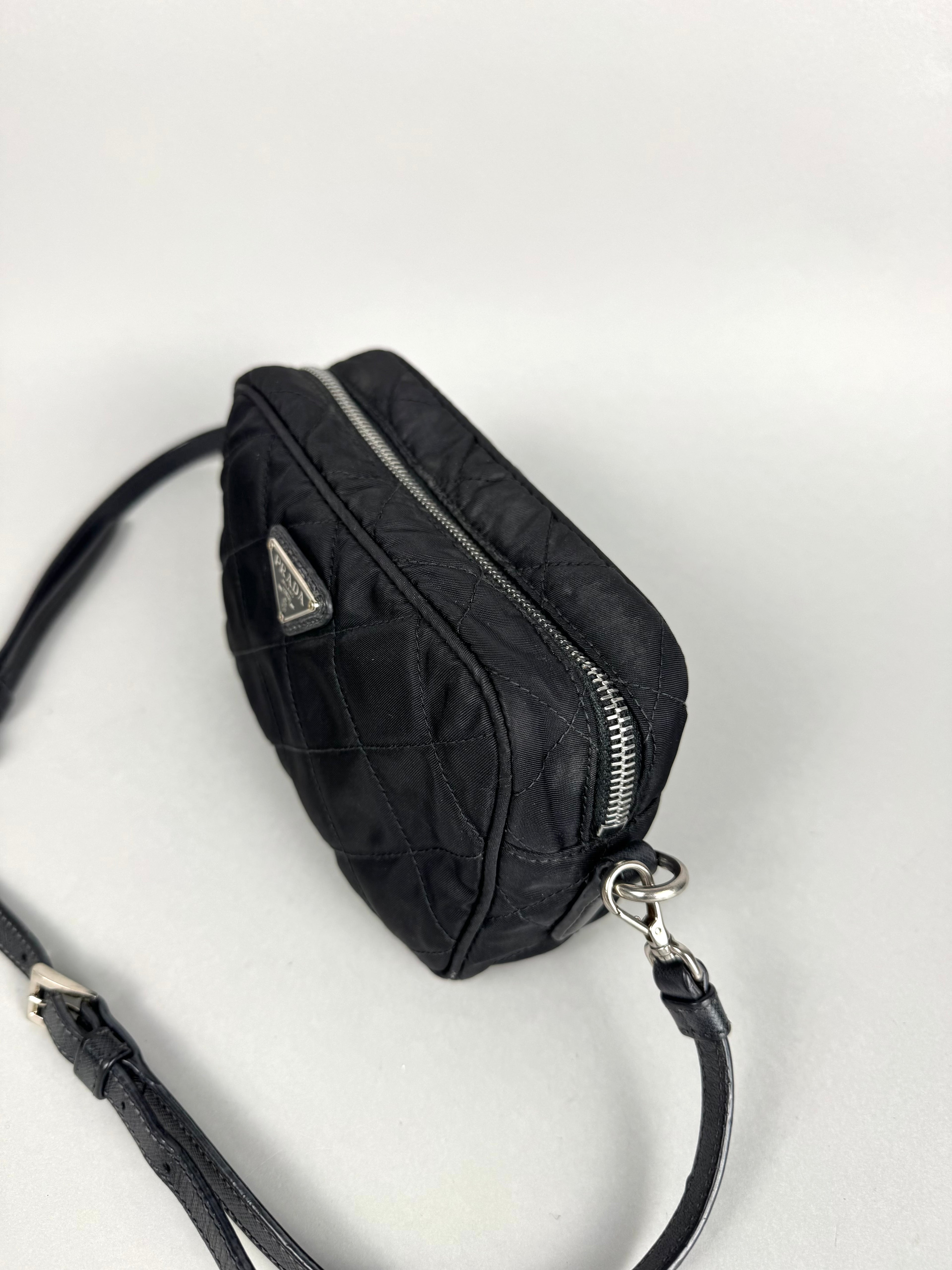 Prada Tessuto Black Nylon Impuntu Quilted Crossbody