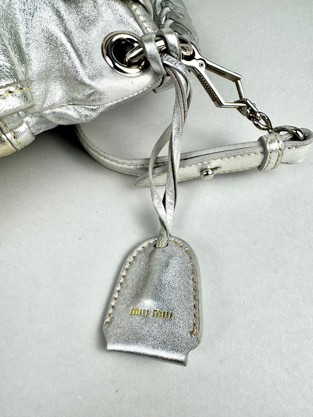 Miu Miu Silver Leather Harlequin Patchwork Coffer Matelass Hobo