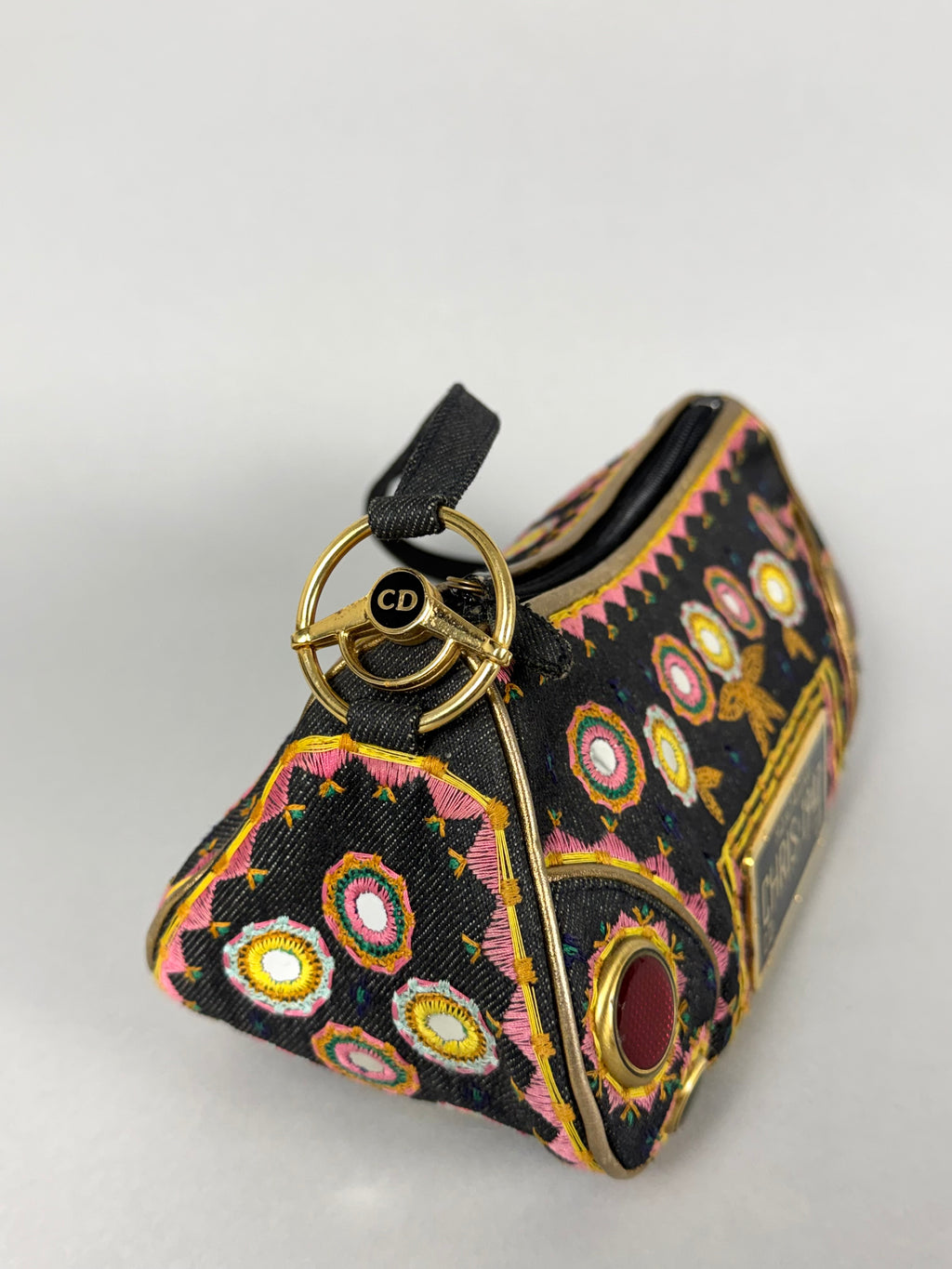 Christian Dior Embroidered Montaigne Cadillac 1947 Denim Bag