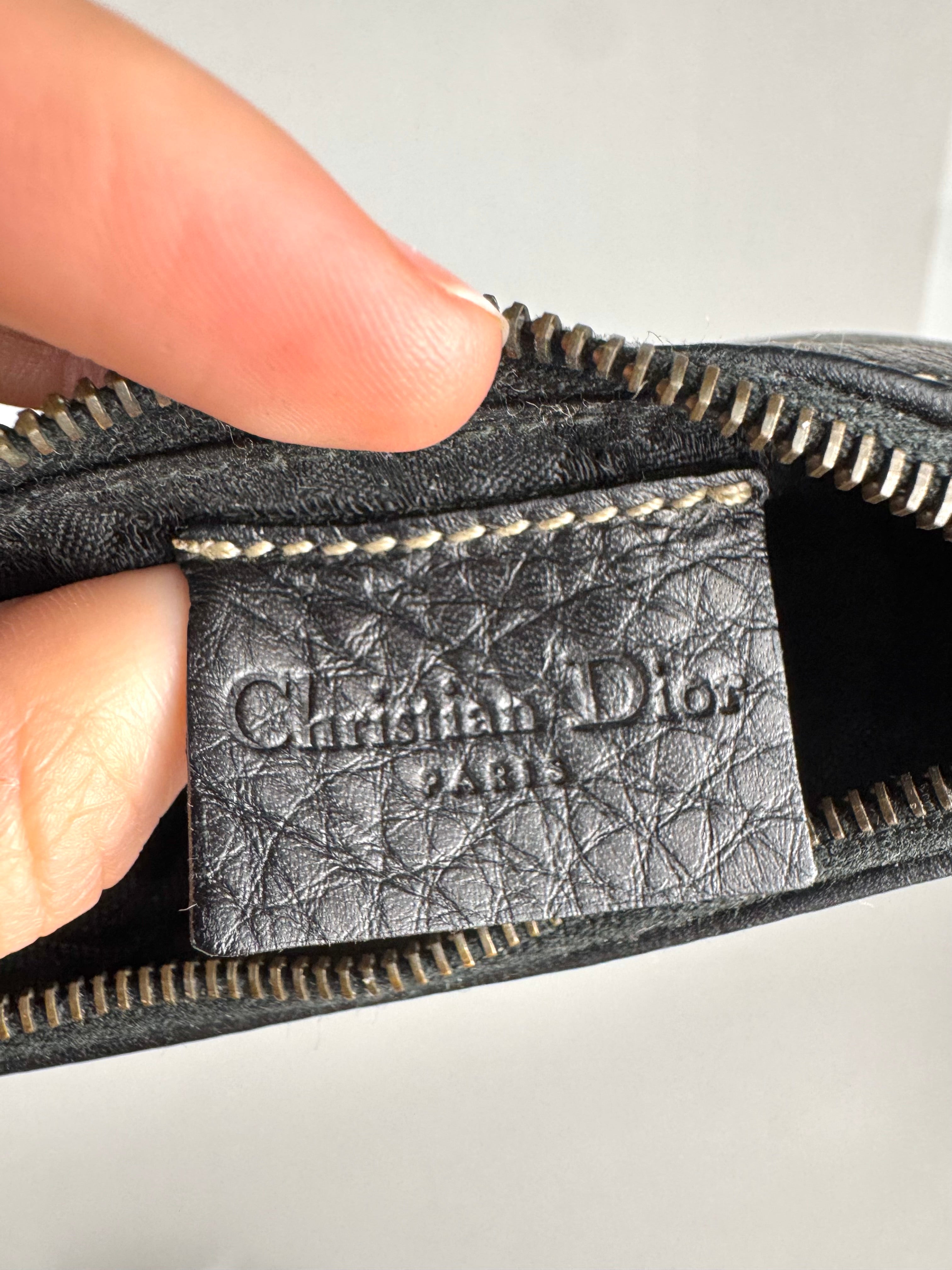 Christian Dior Saddle Wallet Card D Charm Black Leather