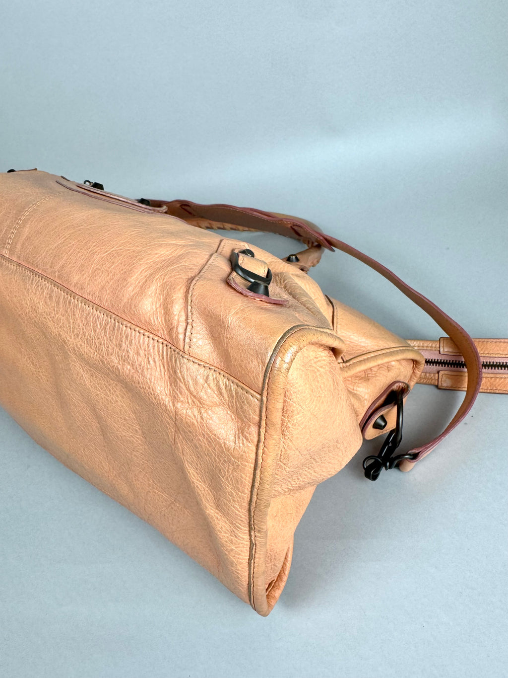 Balenciaga Cumin Lambskin Leather Motorcycle Part-Time Bag