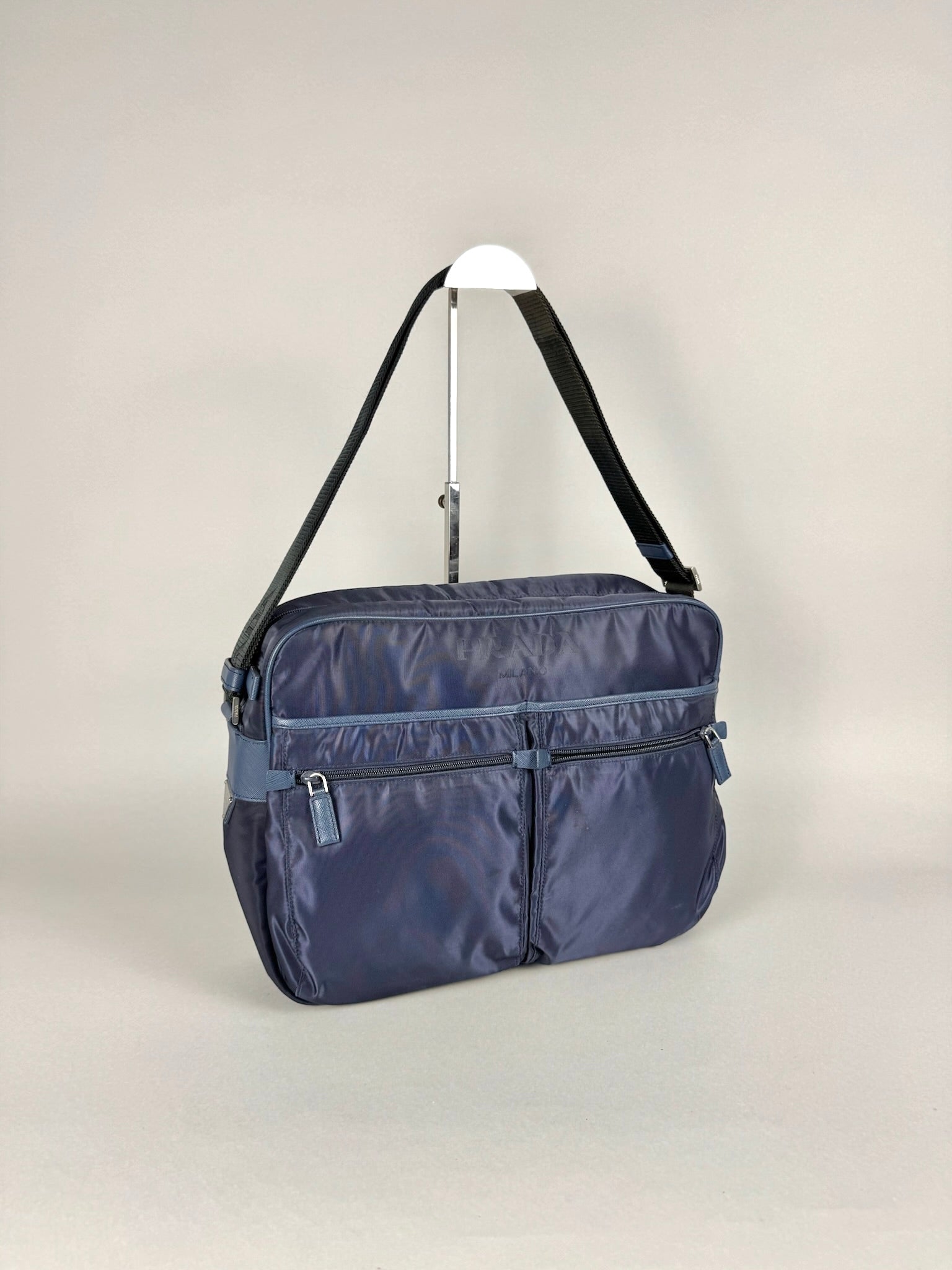 Prada Nylon Messenger Bag Navy