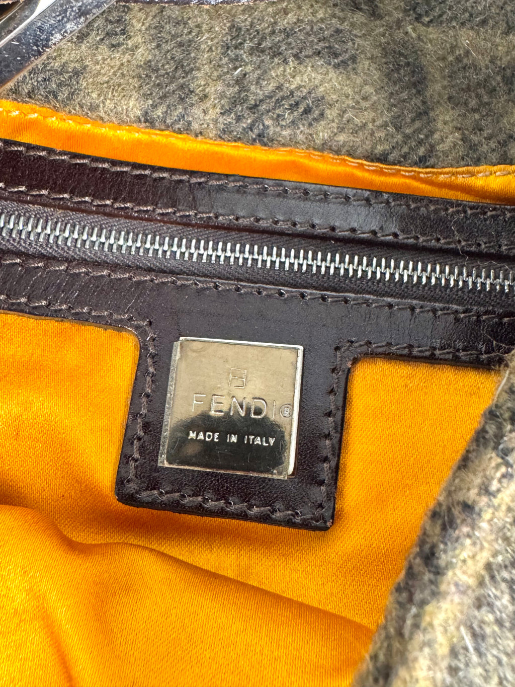 Fendi Vintage Cashmere Wool Embroidered Baguette