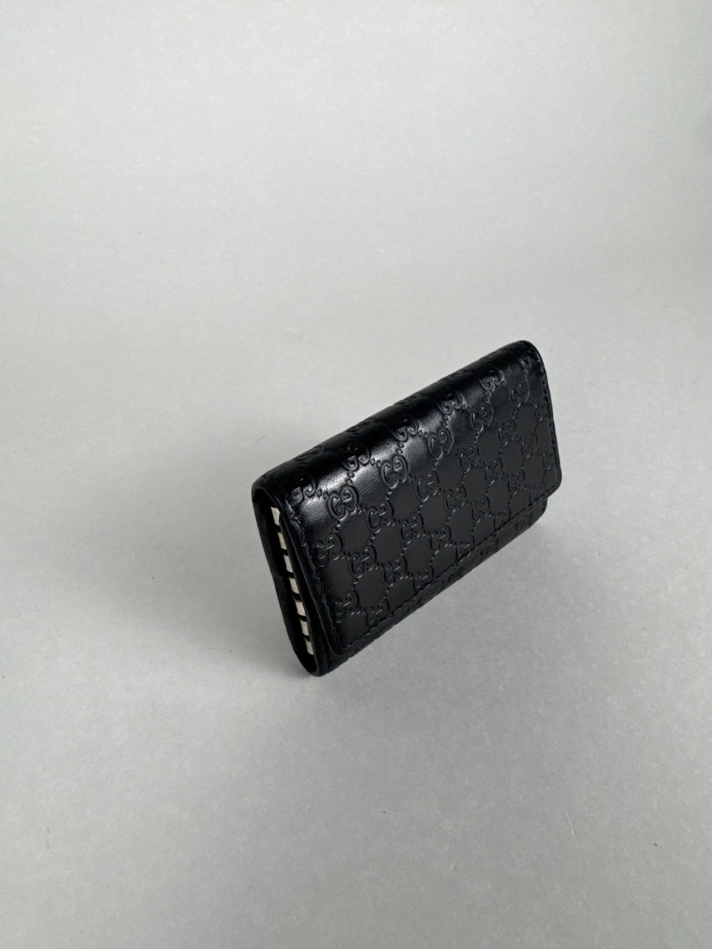 Gucci Embossed Monogram Black Leather Card/Key Holder