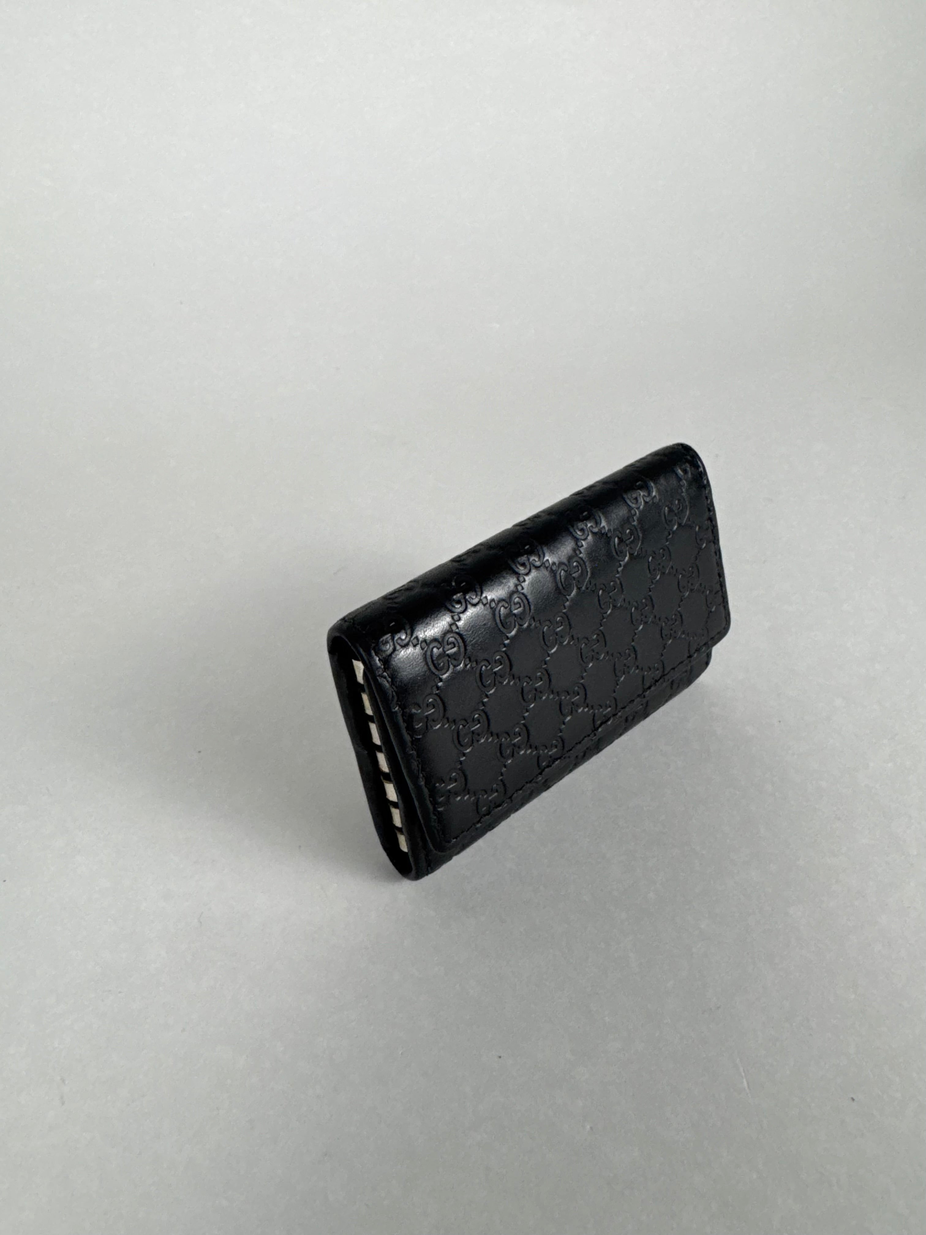 Gucci Embossed Monogram Black Leather Card/Key Holder