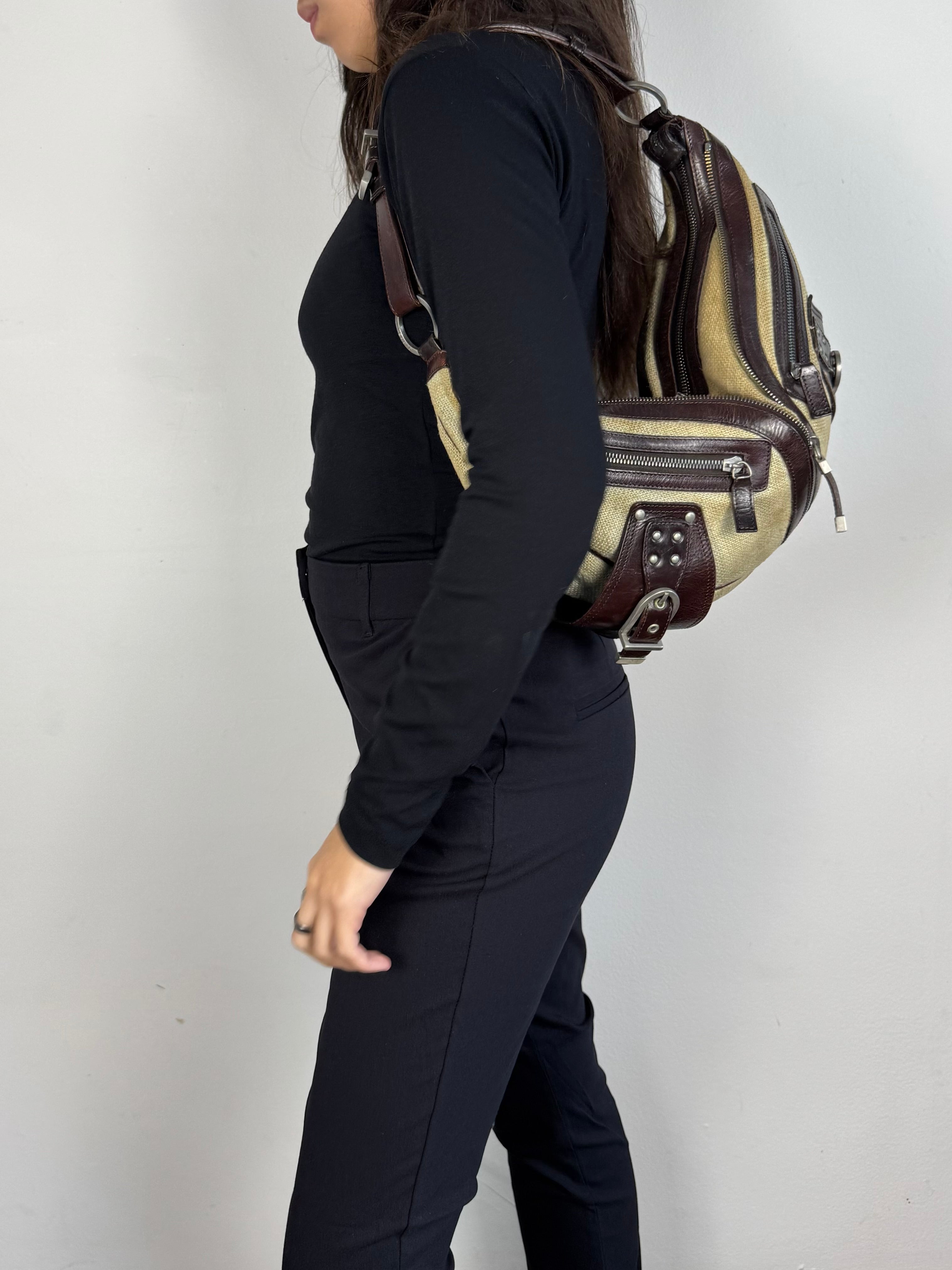Versace Half Moon Biker Hobo