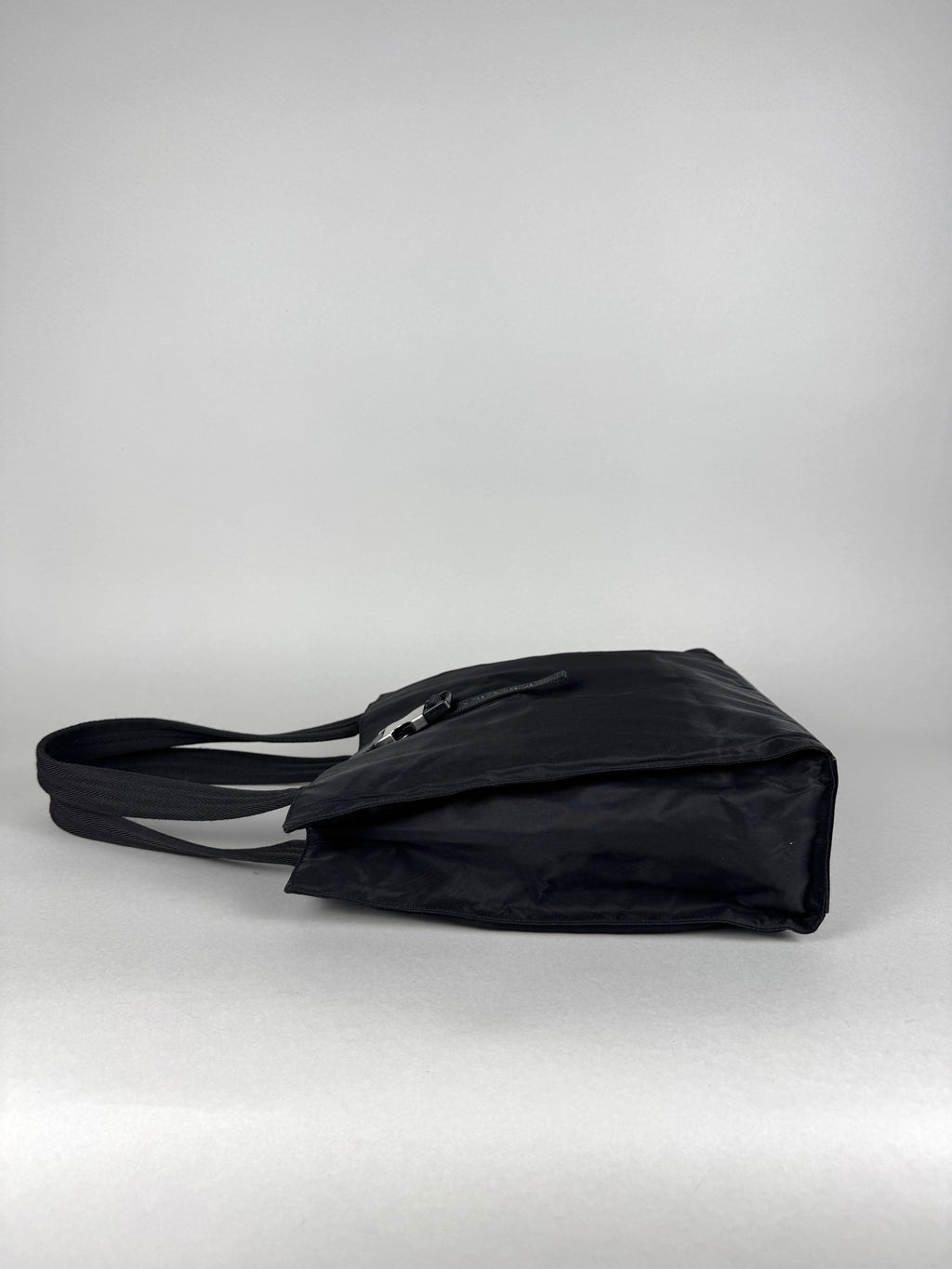 Prada Tessuto Buckle Nylon Black Tote