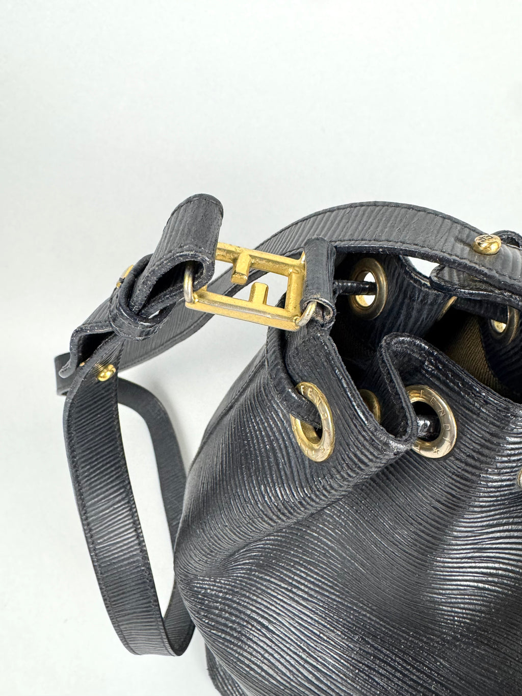 Fendi Bucket Black Epi Leather with Pouch