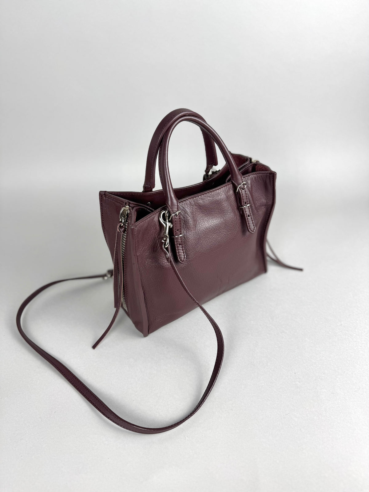 Balenciaga Burgundy Leather Papier A4 Zip Around Tote