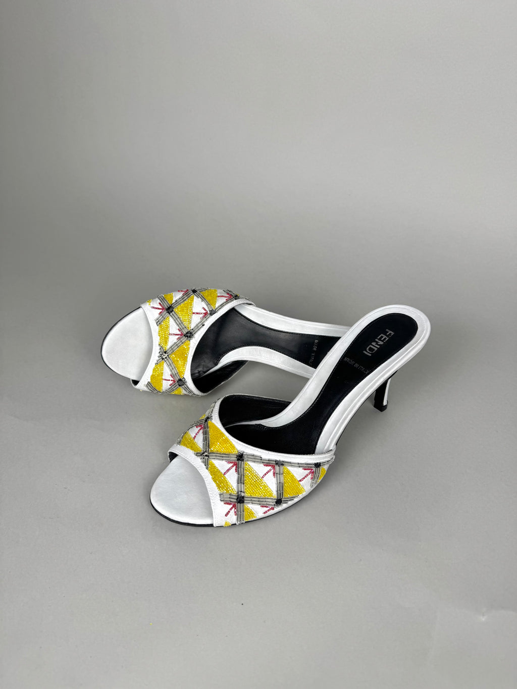 Fendi Embroidered Leather Heels