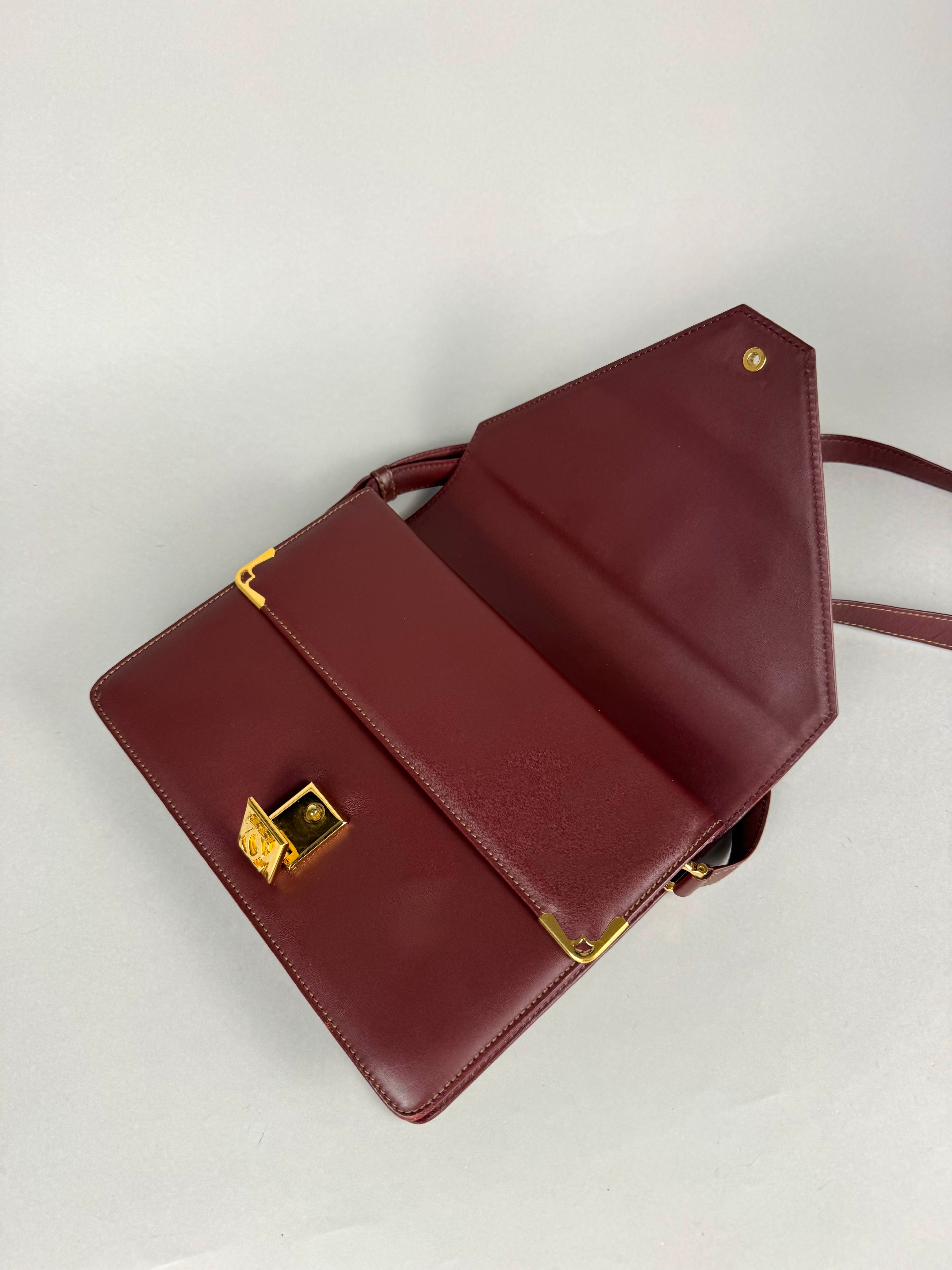 Cartier Classic Calfskin Leather Burgundy Envelope Double Flap