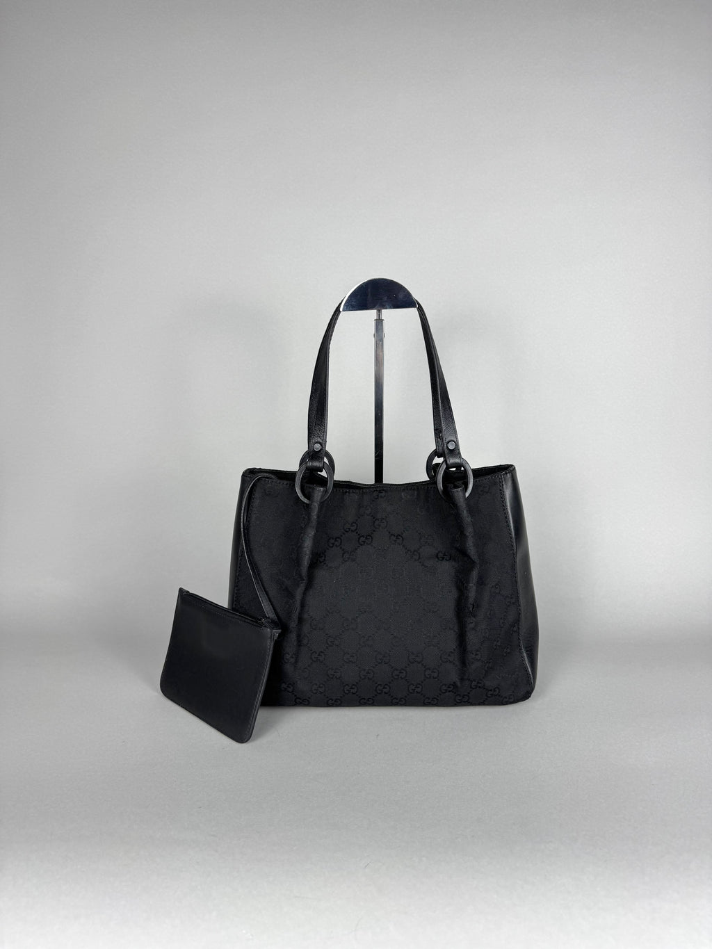 Gucci Monogram Black Tote with Pouch