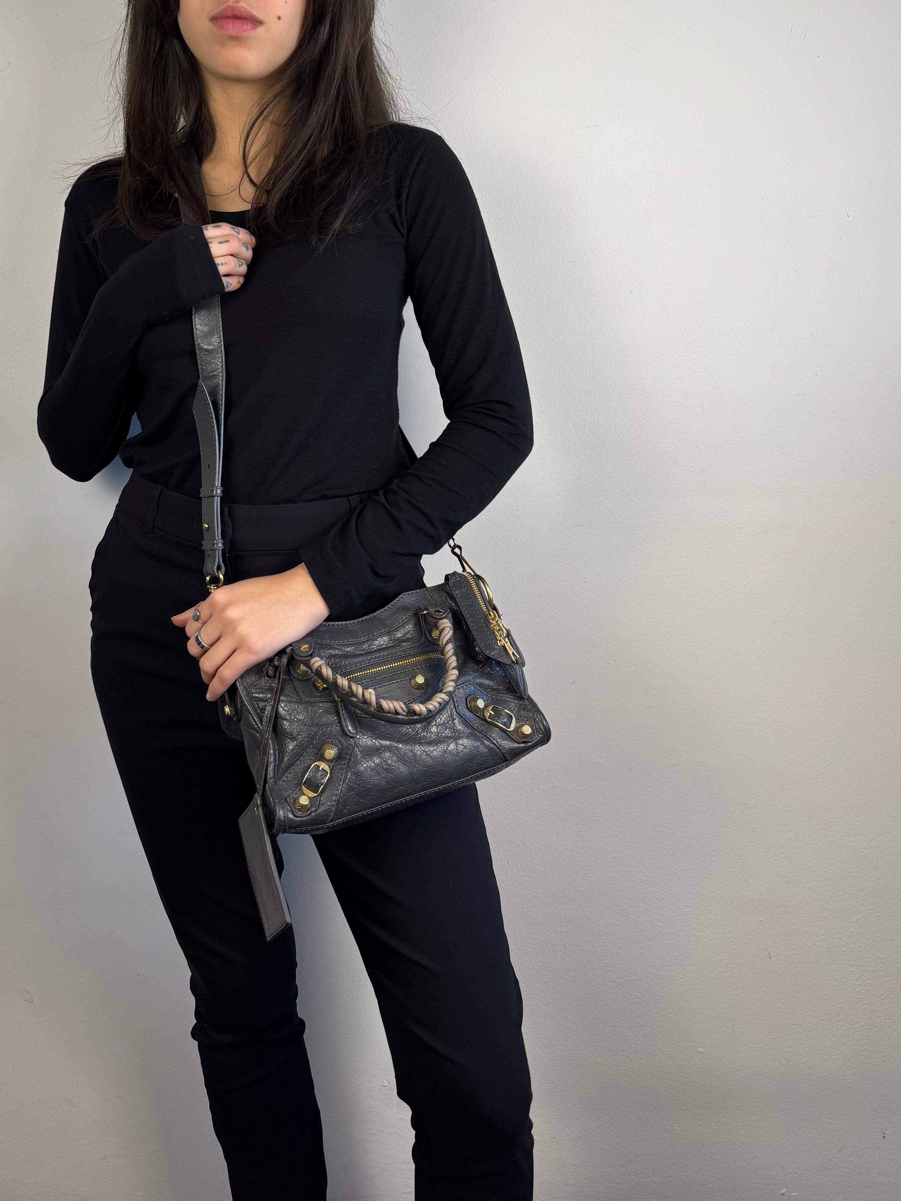 Balenciaga Agneau Mini City Gray Leather