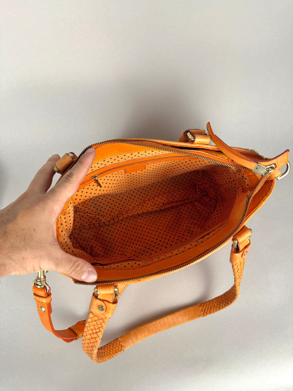 Versace Orange Python and Leather Tote
