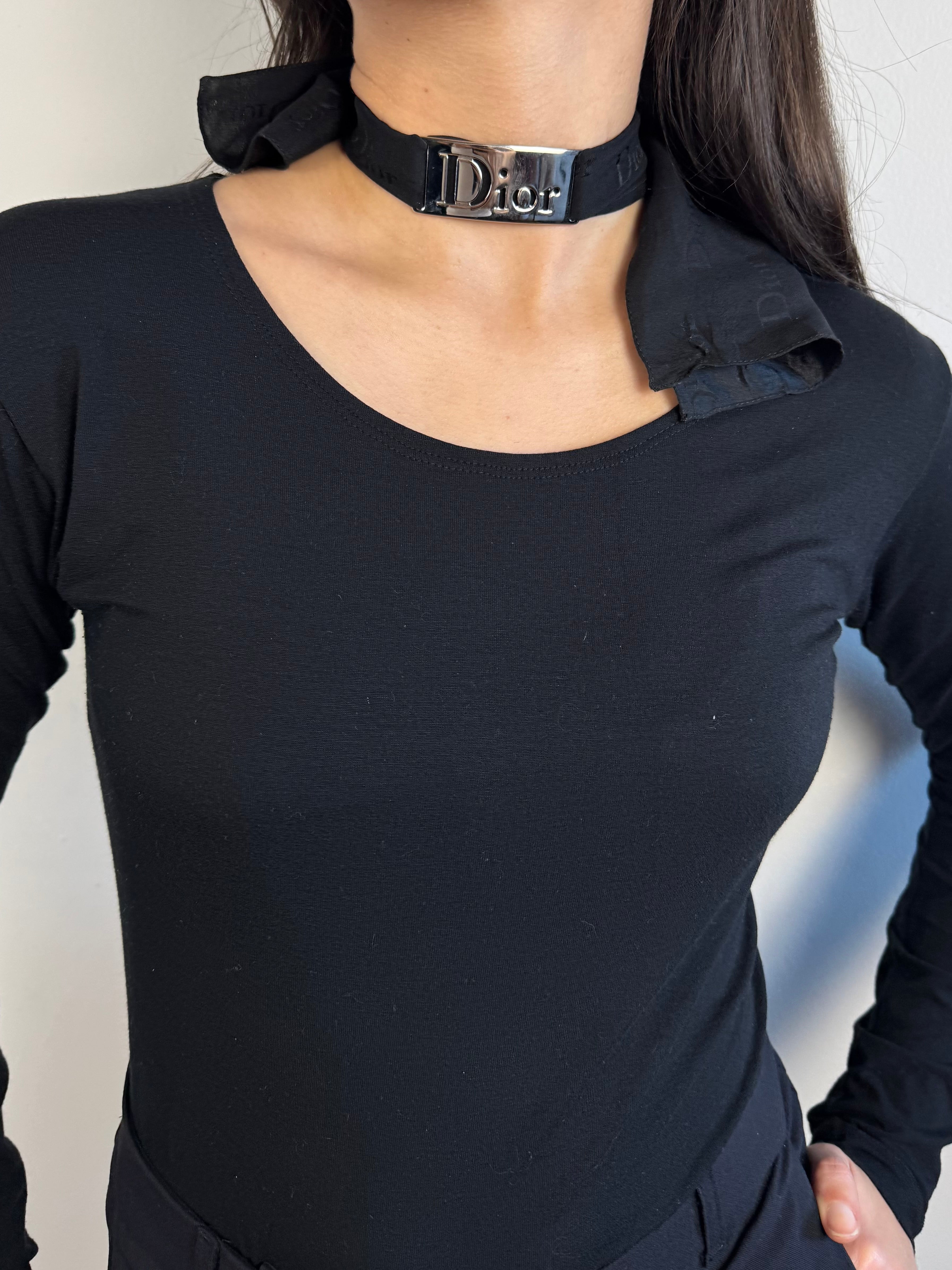 Christian Dior Scarf Logo Necklace Choker