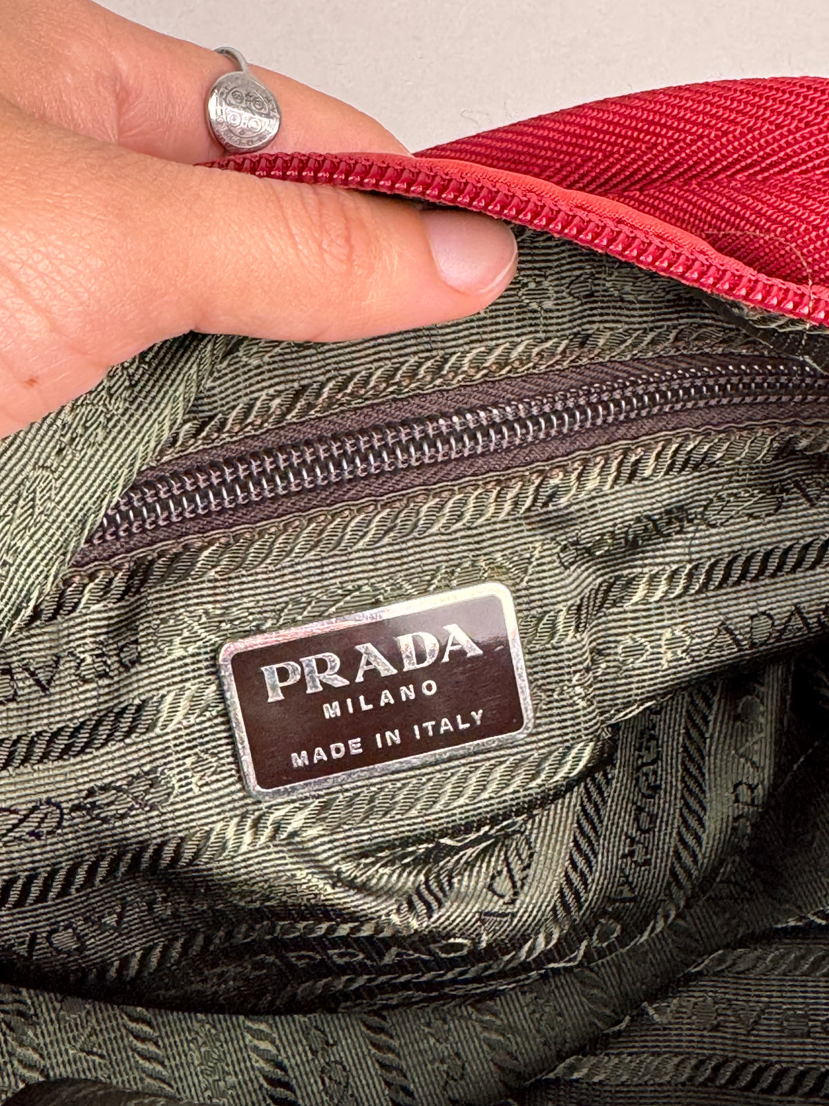Prada Red Nylon Pochette