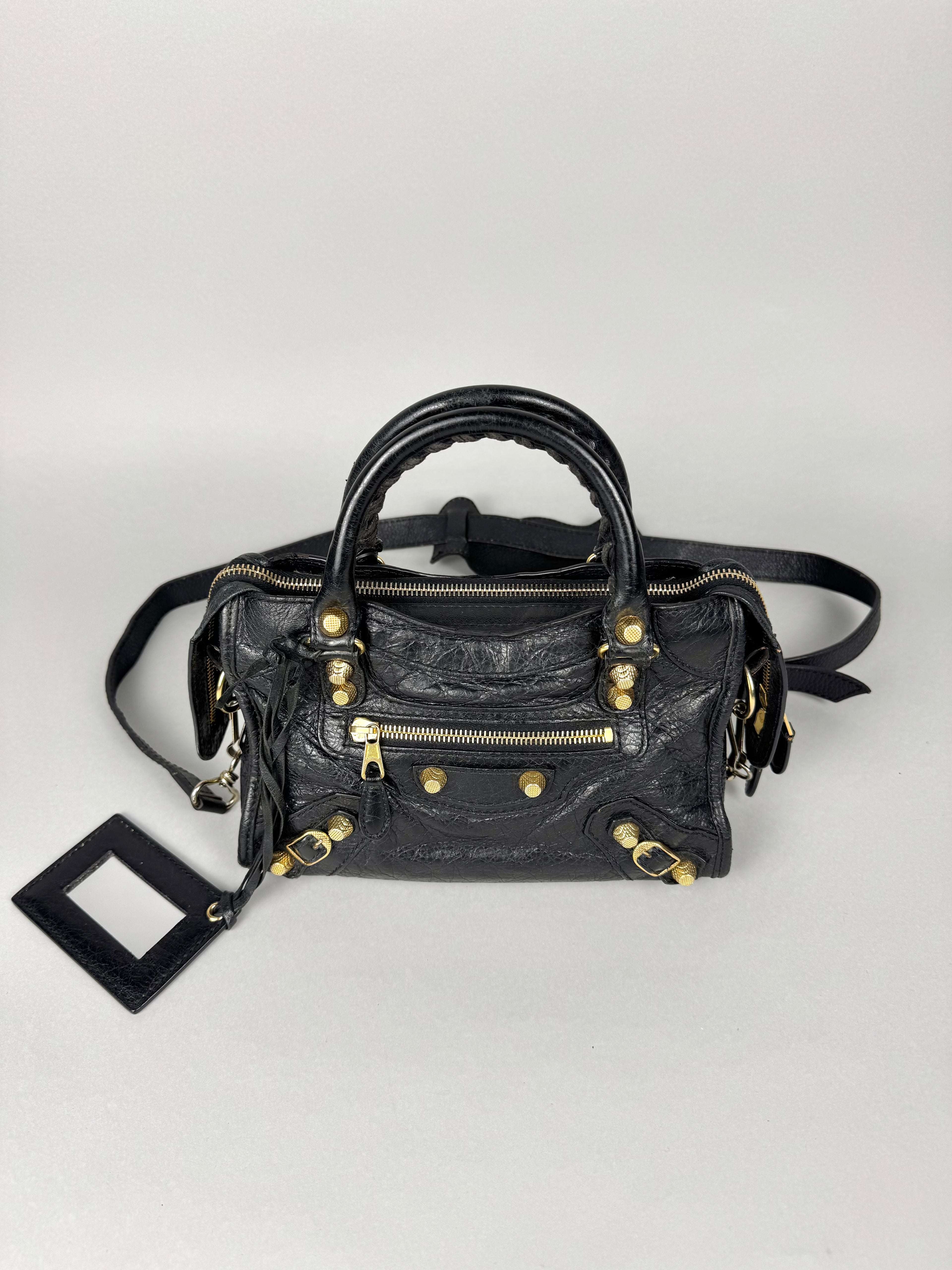 Balenciaga Agneau Mini City Black Leather