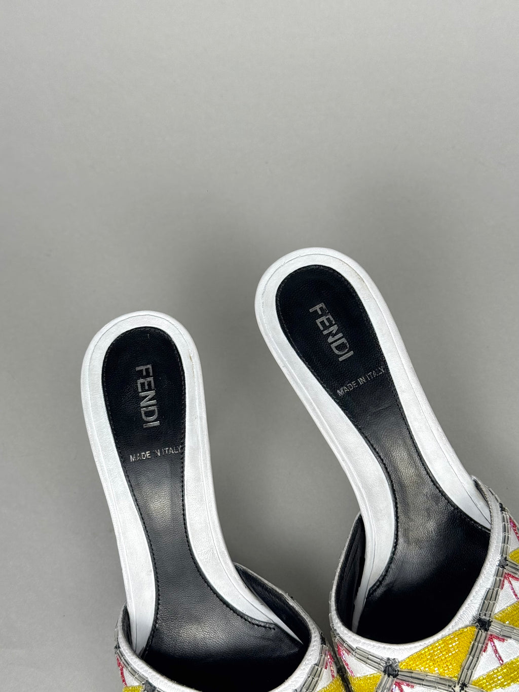 Fendi Embroidered Leather Heels