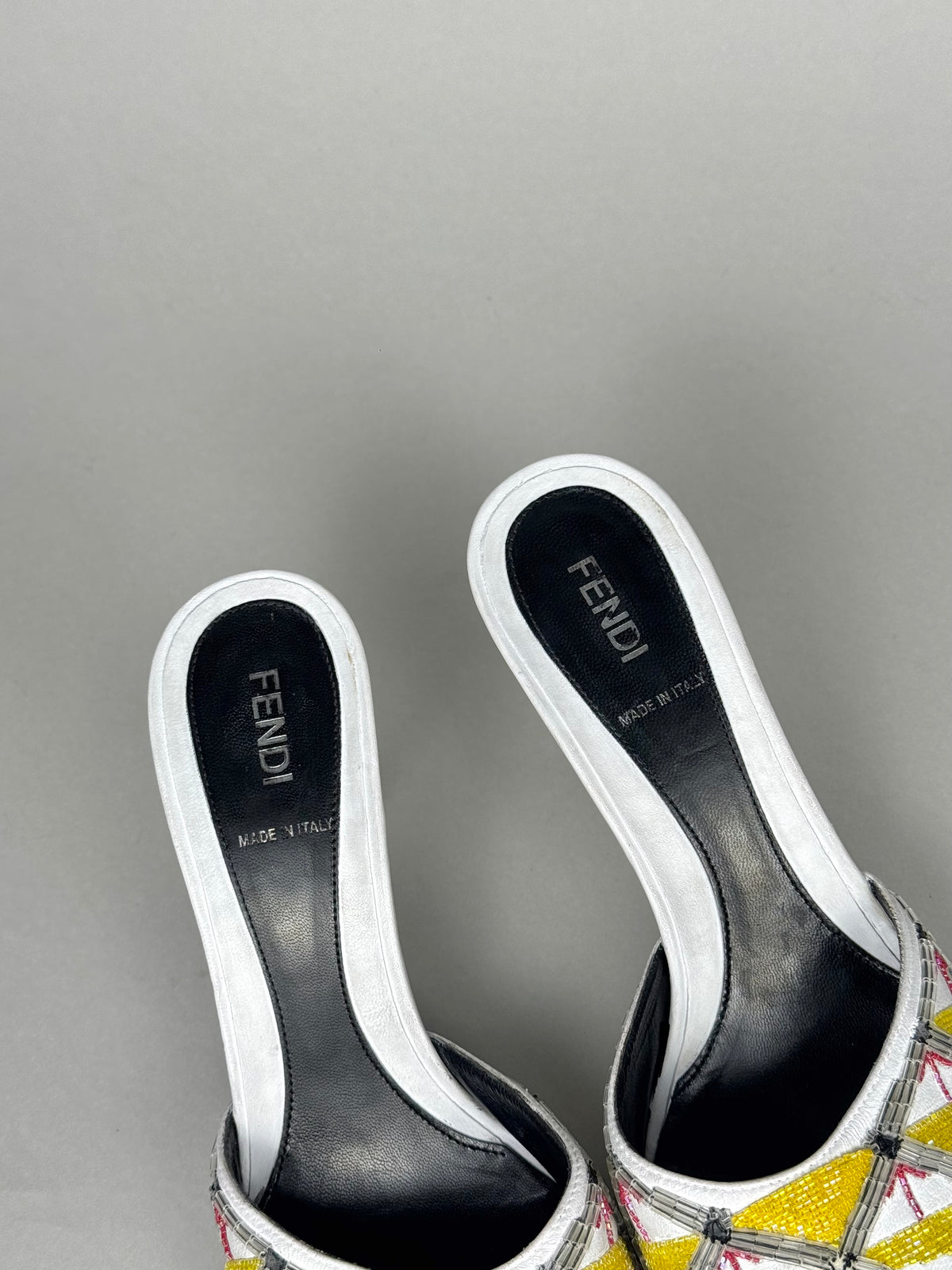 Fendi Embroidered Leather Heels
