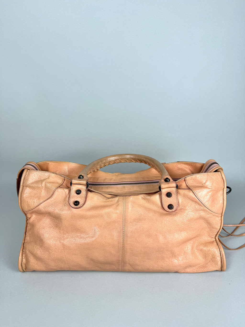 Balenciaga Cumin Lambskin Leather Motorcycle Part-Time Bag