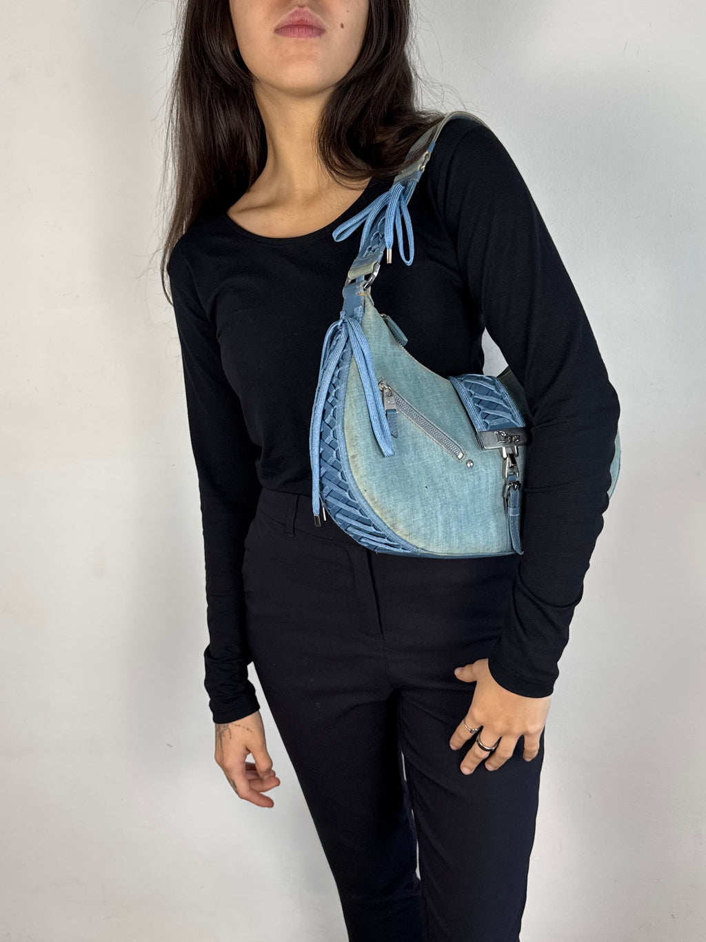 Christian Dior Denim Admit It Lace Up Corset Blue